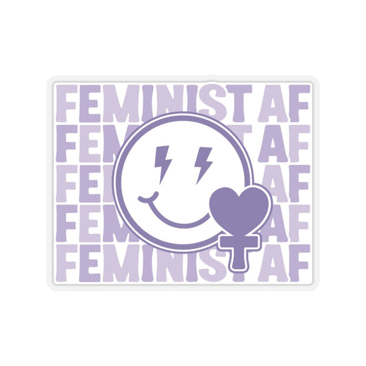 Feminist Stickers, Smiling Face Sticker Paper products Printify 4" × 4" Transparent