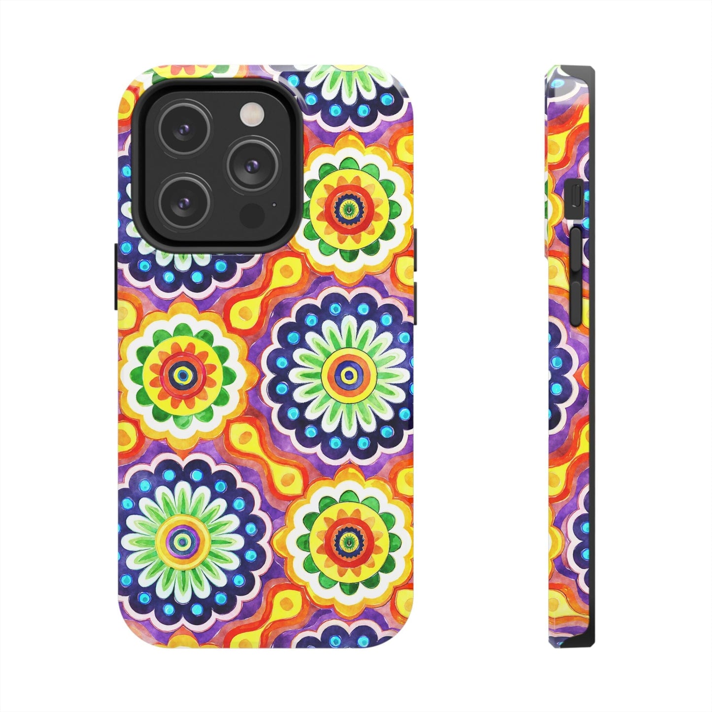 Rainbow Mandala Phone Case • Designed to Fit Most iPhone and Samsung Models Phone Case Printify iPhone 14 Pro