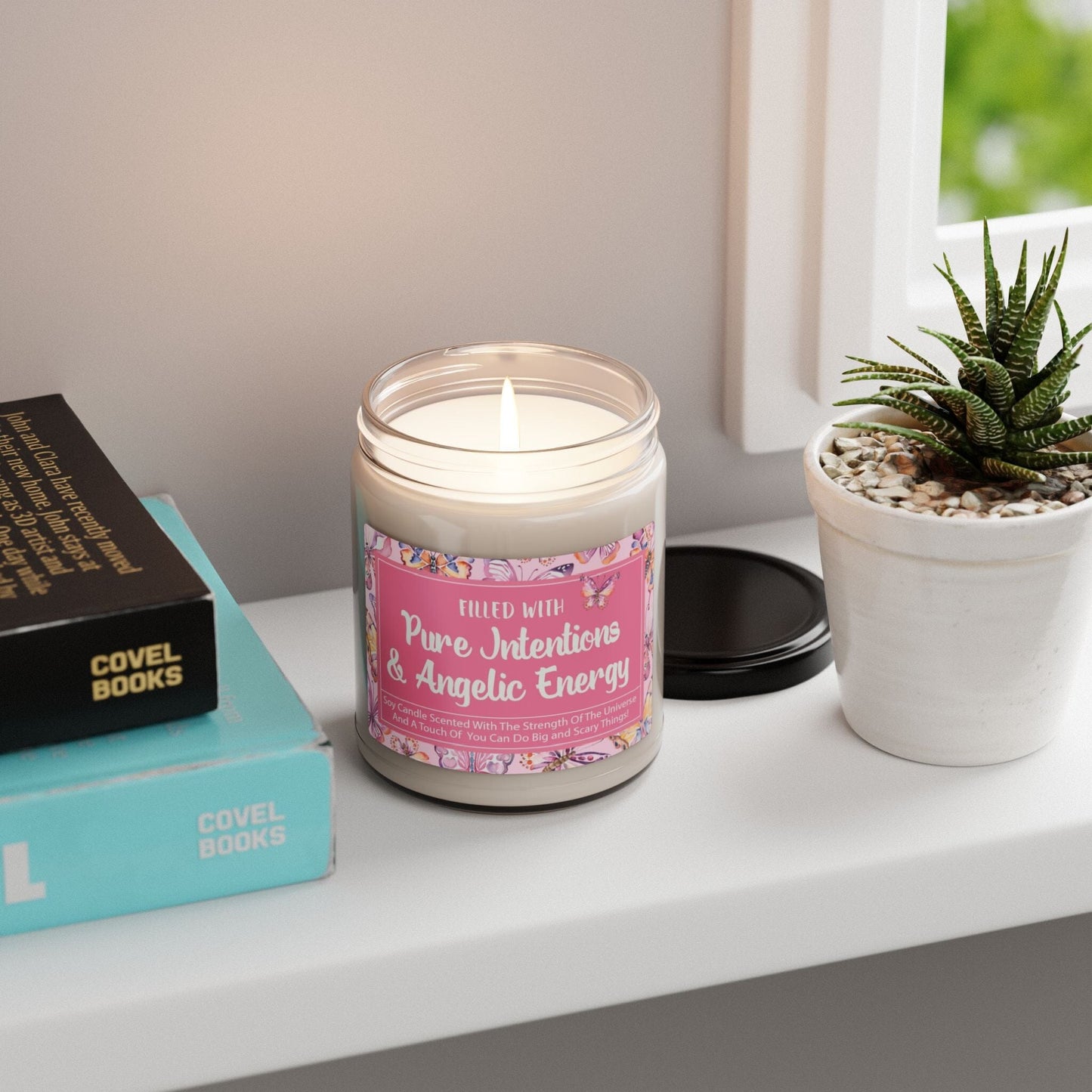 Filled with Pure Intentions and Angelic Energy Candle Gift ~ Coquette Aesthetic Candle, Inspirational Sayings Home Decor Printify