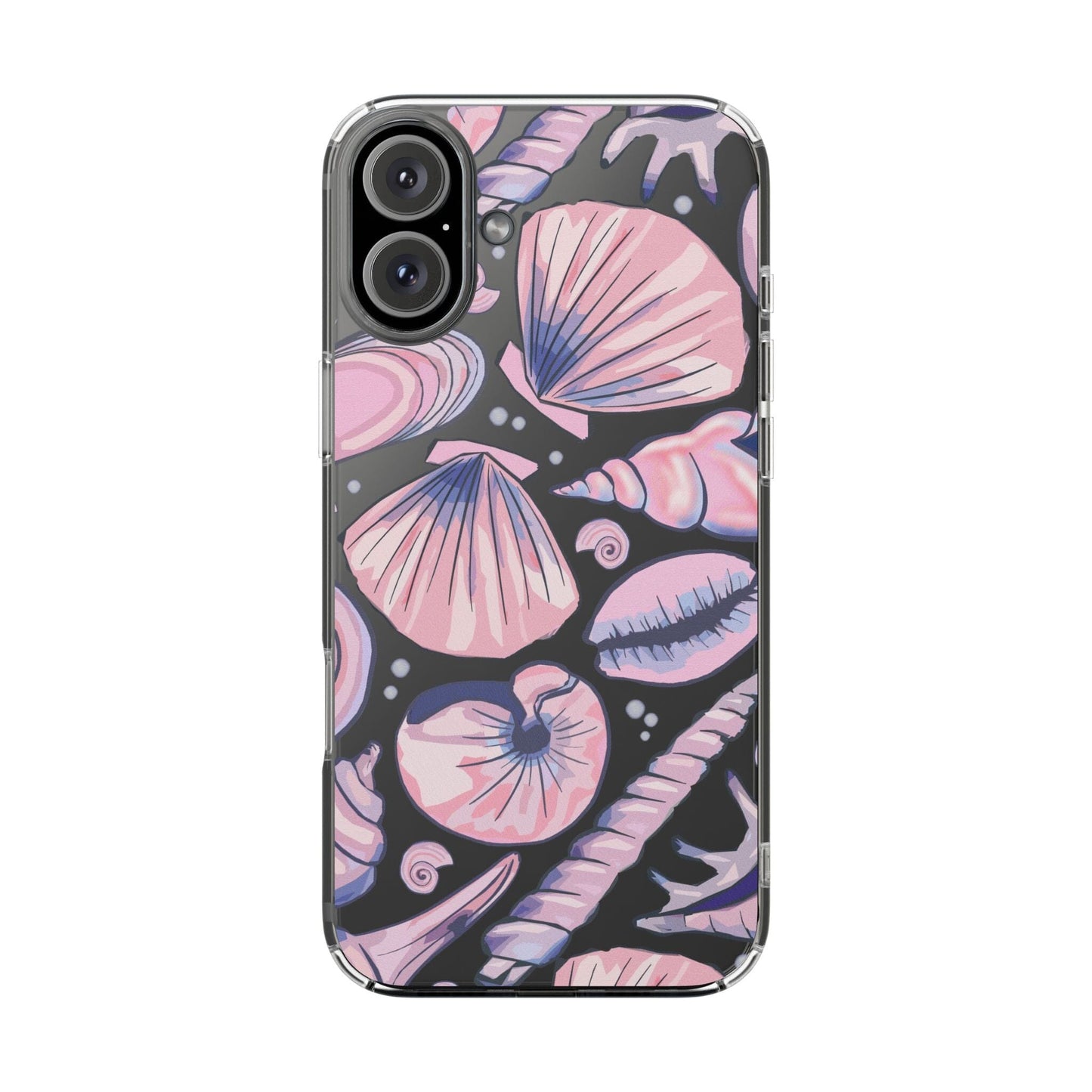 Ocean-Inspired Clear Phone Case, Coastal Aesthetic, Shells Pattern, Summer Vibes iPhone 16 Pro Case, iPhone 15, iPhone 14, Samsung Galaxy Phone Case Printify iPhone 16 Plus Without gift packaging