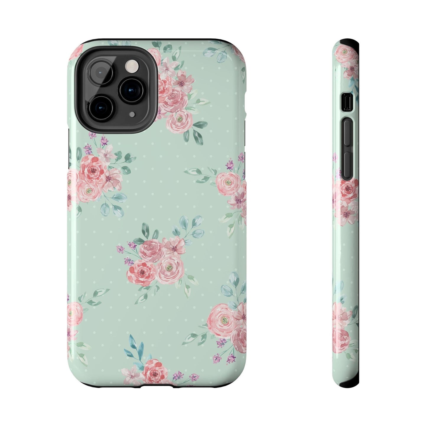 Green Floral Phone Case, Summer Flower Phonecases, Coquette Aesthetic iPhone Case for 15 14 13 12 Cell Phone Covers Phone Case Printify iPhone 11 Pro