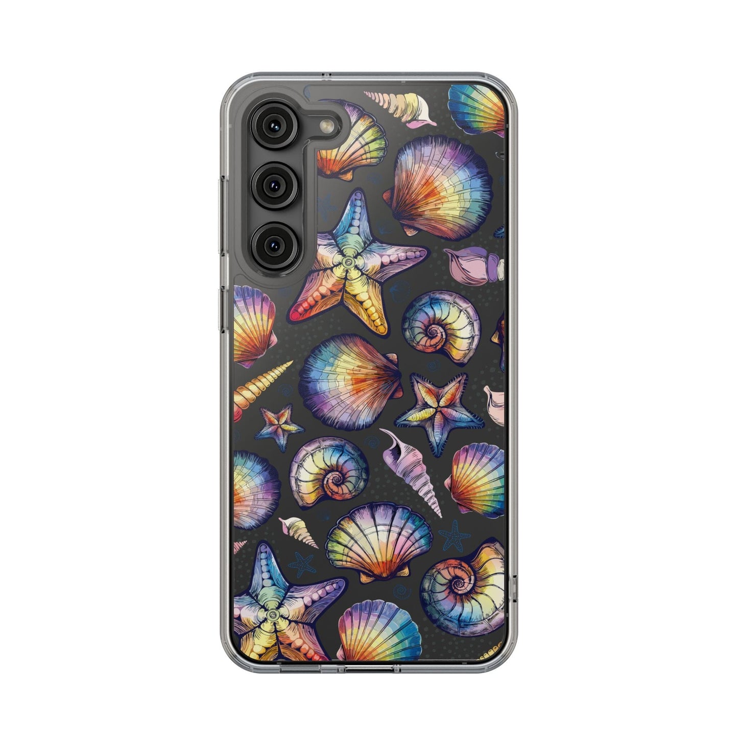 Rainbow Seashell Clear Phone Cases • Designed to fit most iPhone and Samsung Phones Phone Case Printify Samsung Galaxy S23 Plus Without gift packaging