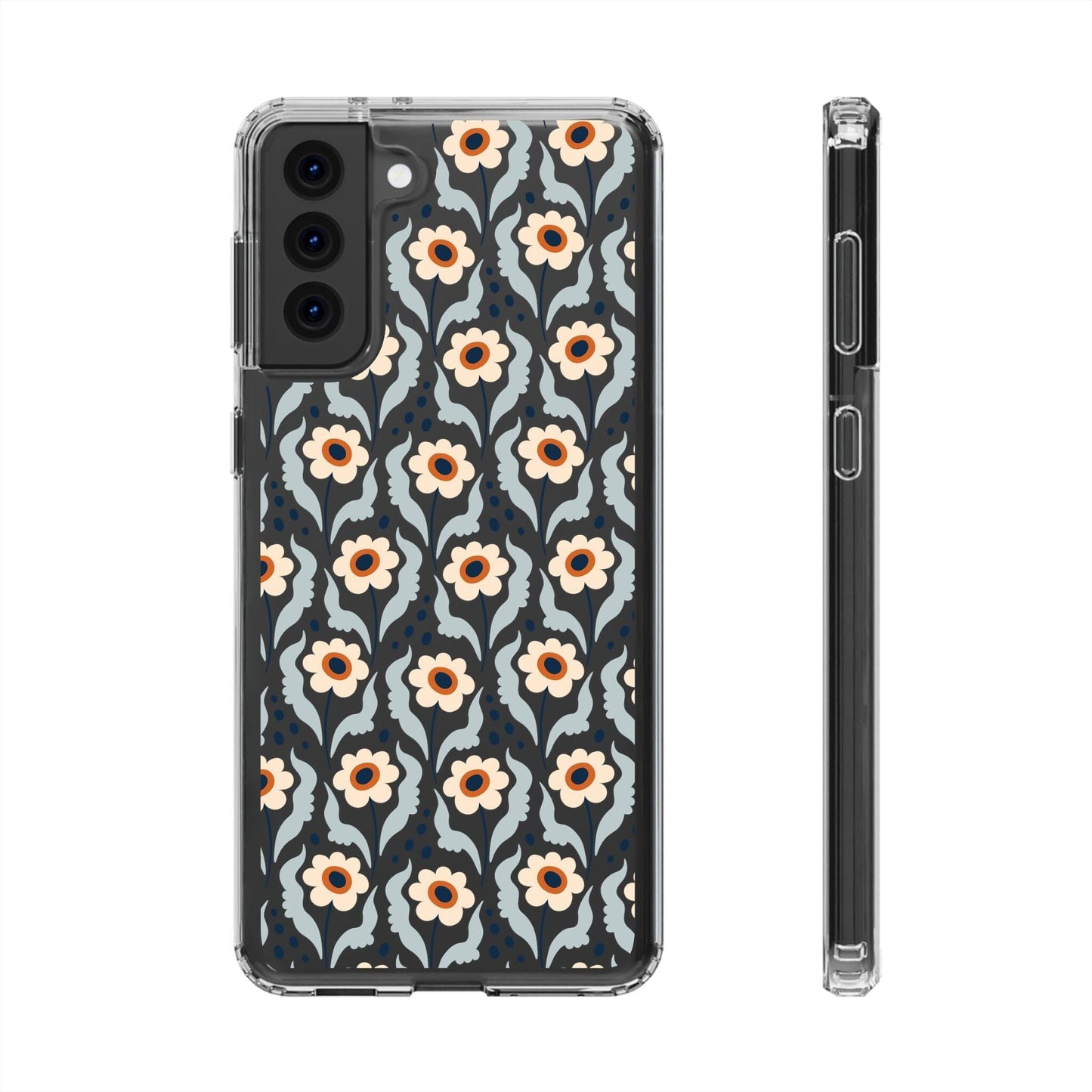 Retro Daisies Clear Phone Case • Designed to fit Most iPhone and Samsung Phones Phone Case Printify Samsung Galaxy S21 Plus Without gift packaging