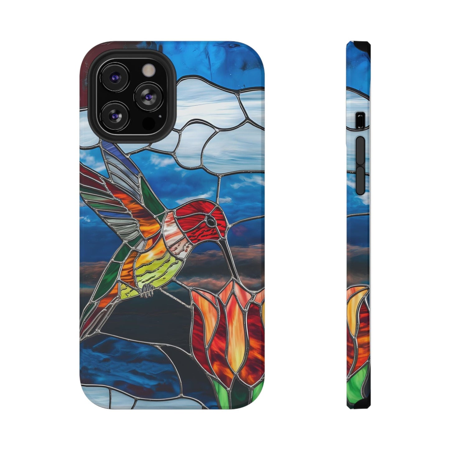 Stained Glass Humming Bird Phone Case, Tough Phonecase designed to fit iPhone and Galaxy Bird Lover Gifts Phone Case Printify iPhone 12 Pro Max Matte Without gift packaging