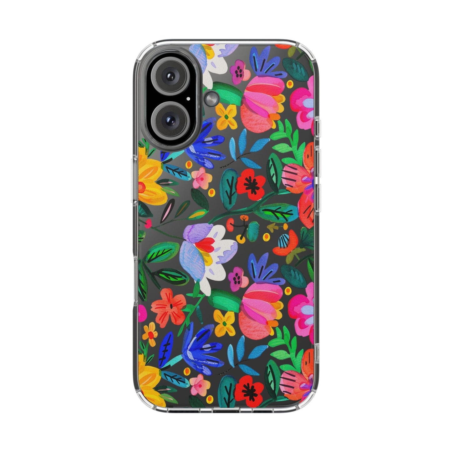 Folk Art Flowers Clear Phone Cases • Summer Floral Phone Case Designed to fit most iPhone and Samsung Phones Phone Case Printify iPhone 16 Without gift packaging