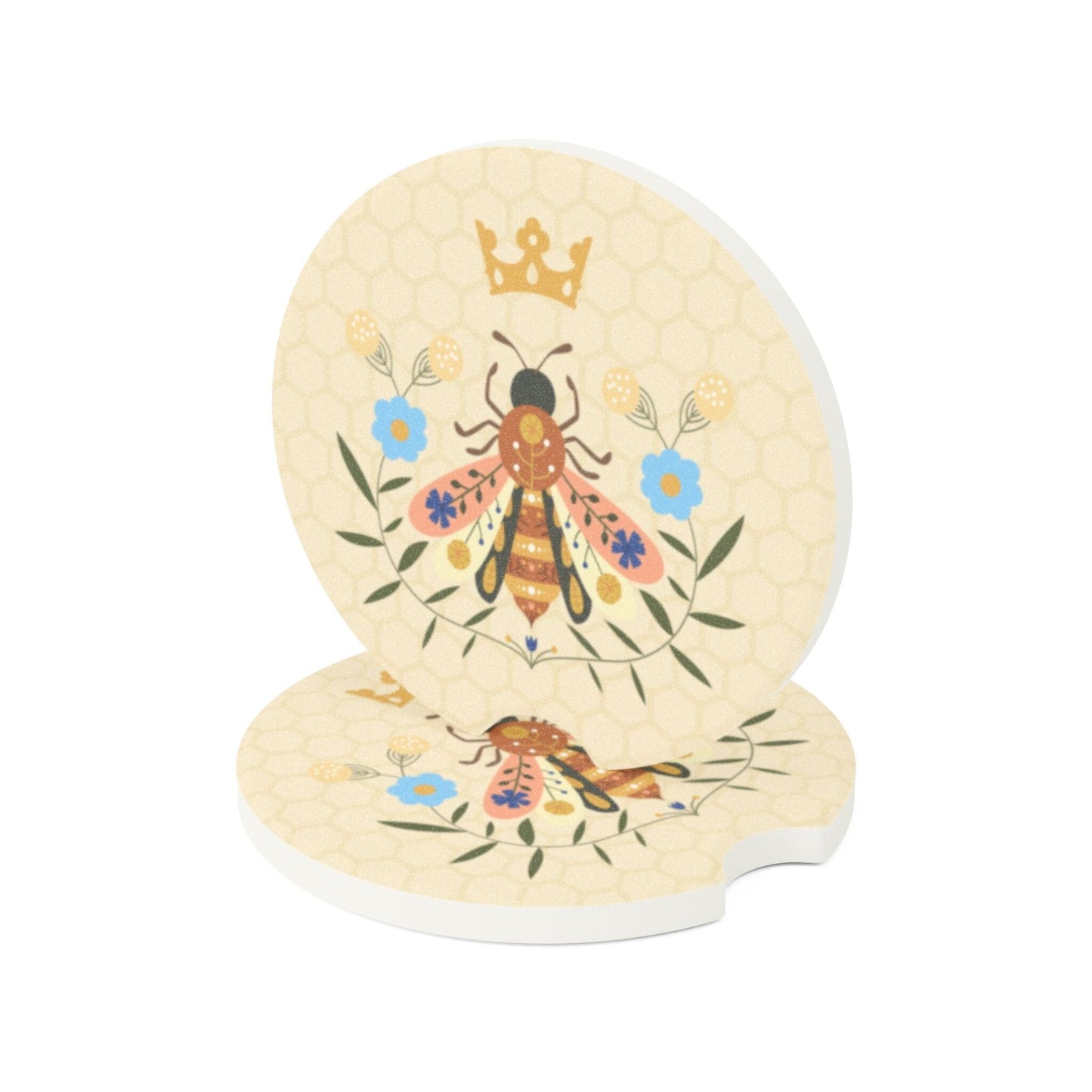 Queen Be Car Coaster, Honey Bee Cup Holder Coaster • Cute Car Accessories Home Decor Printify 2.6'' × 2.6" 2pcs