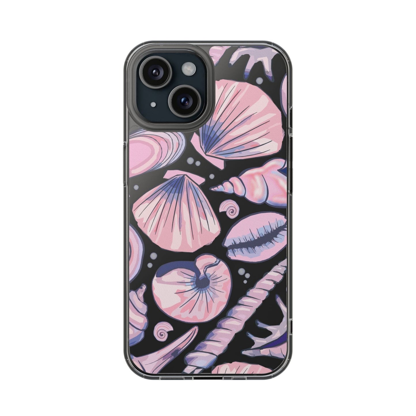 Ocean-Inspired Clear Phone Case, Coastal Aesthetic, Shells Pattern, Summer Vibes iPhone 16 Pro Case, iPhone 15, iPhone 14, Samsung Galaxy Phone Case Printify iPhone 15 Without gift packaging