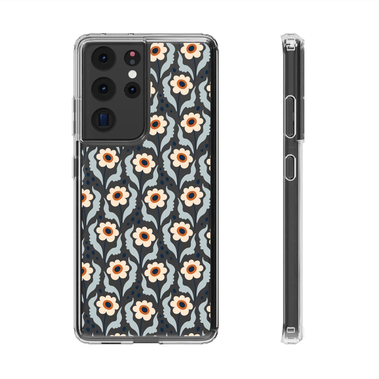 Retro Daisies Clear Phone Case • Designed to fit Most iPhone and Samsung Phones Phone Case Printify Samsung Galaxy S21 Ultra Without gift packaging