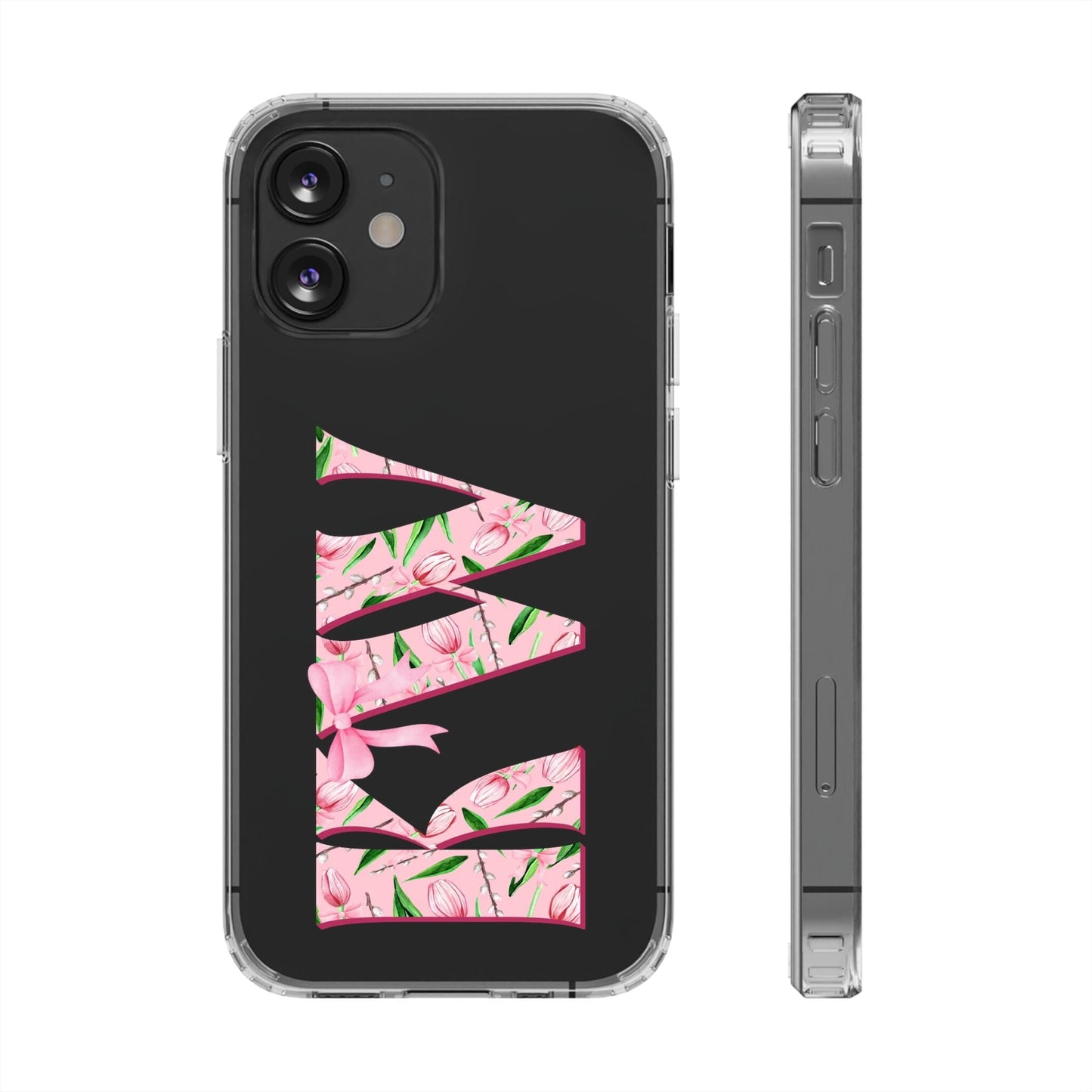 Initials iPhone 16 Pro Case, Clear Phone Cases • Designed to fit Most iPhone and Samsung Phones Phone Case Printify iPhone 12 Mini Without gift packaging