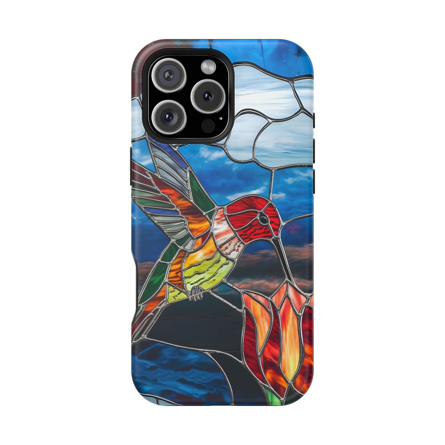 Stained Glass Humming Bird Phone Case, Tough Phonecase designed to fit iPhone and Galaxy Bird Lover Gifts Phone Case Printify iPhone 16 Pro Max Matte Without gift packaging