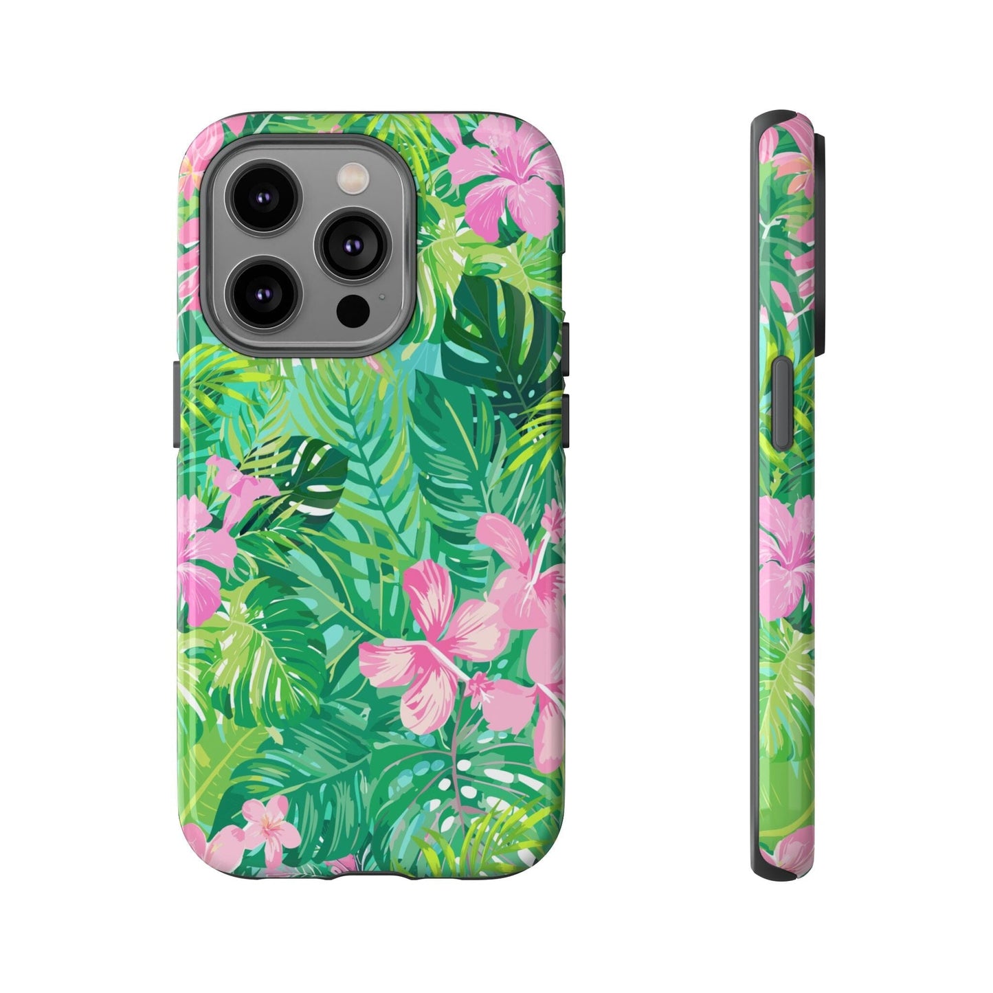 Tropical Pink Phone Case • Designed to Fit Most iPhone, Samsung and Google Models Phone Case Printify iPhone 14 Pro Glossy