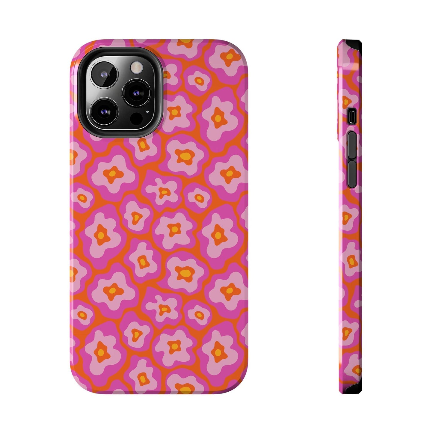 Abstract Pink Floral Phone Case • Tough Phone Case Designed to fit most iPhone and Samsung Phones Phone Case Printify iPhone 12 Pro Max