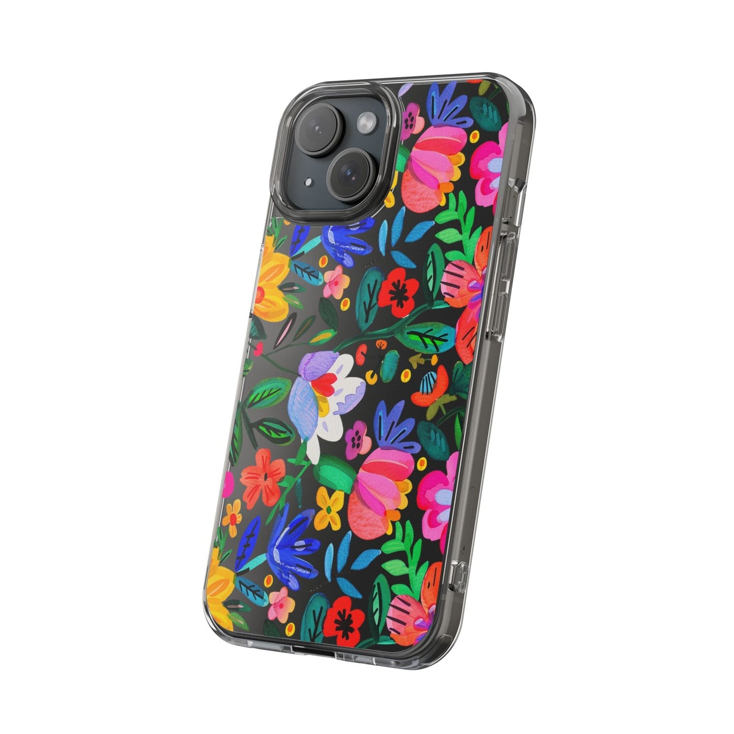Folk Art Flowers Clear Phone Cases • Summer Floral Phone Case Designed to fit most iPhone and Samsung Phones Phone Case Printify