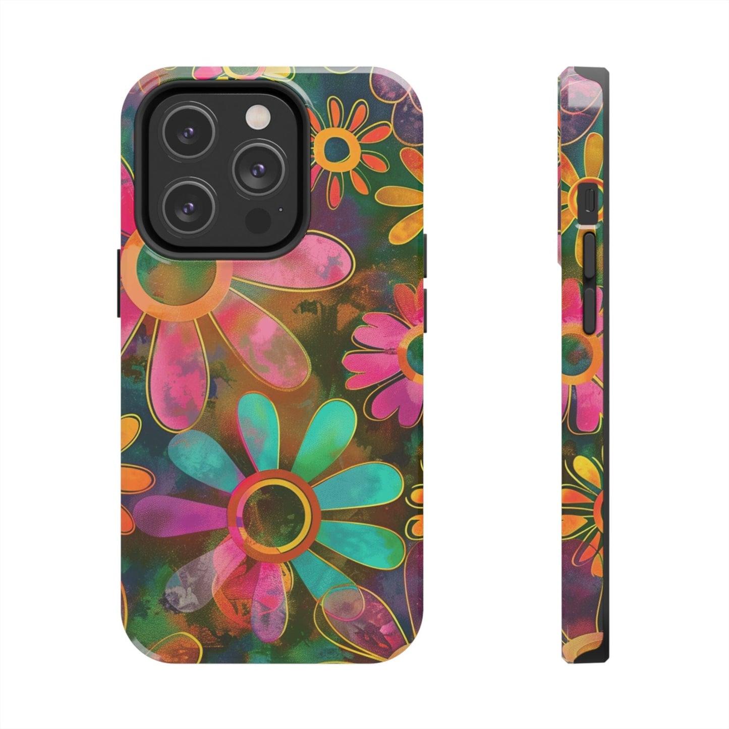 70s Retro Daisy Phone Case • Impact Resistant Cases Designed to fit Most iPhone and Samsung Phones Phone Case Printify iPhone 14 Pro