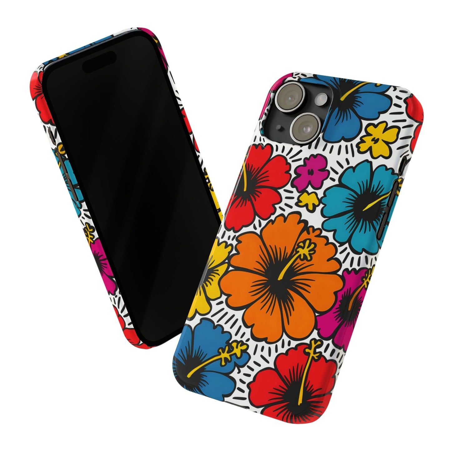 Coconut Girl Hibiscus Phone Case, Pop Art Design, Modern Art Cell Phone Case, iPhone 12-15 Phone Case Printify