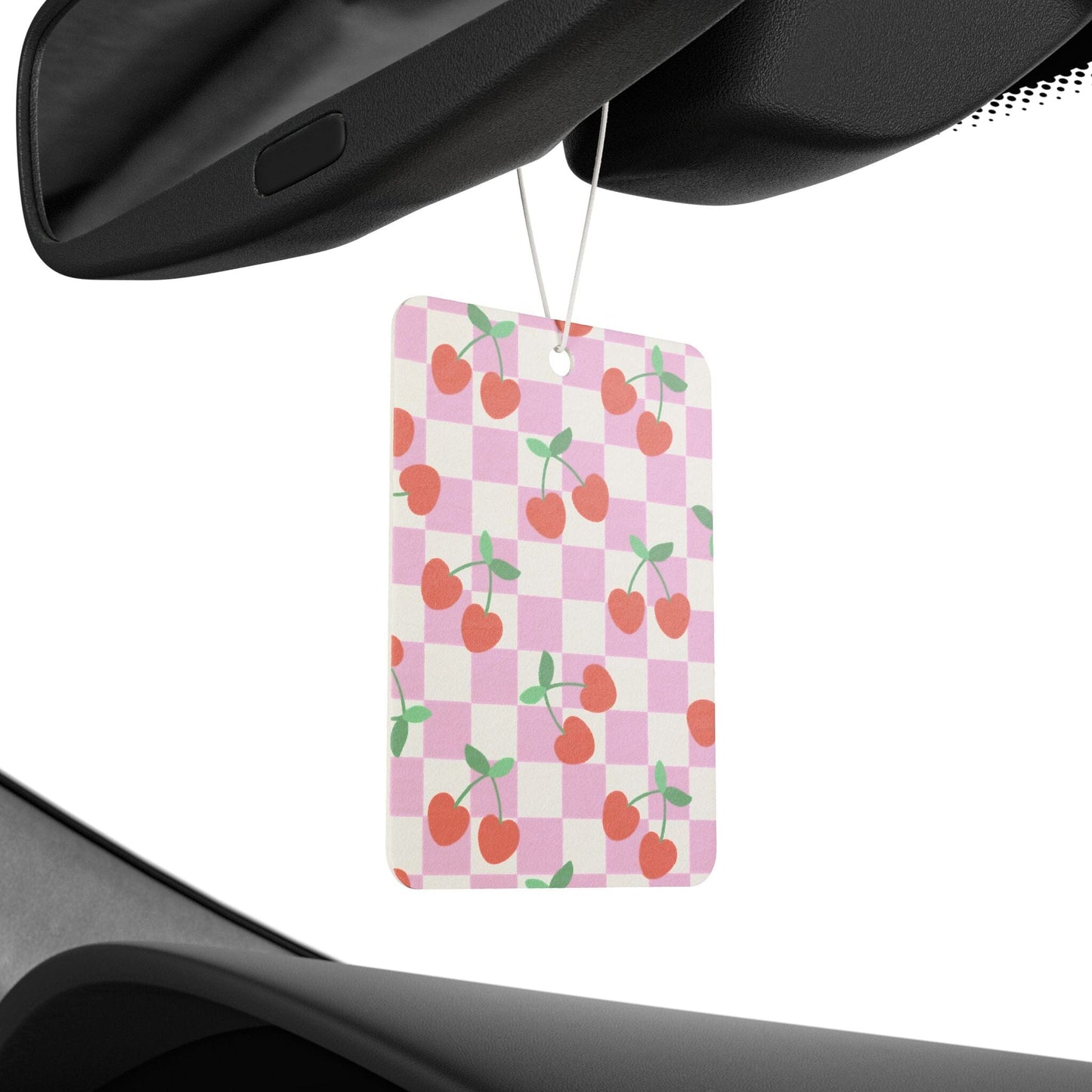 Y2k Checkered Cherry Car Air Freshener, Cute Car Accessories, Car Diffuser Freshie, Matching Car Accessories, Teenage Girl Gifts Accessories Printify