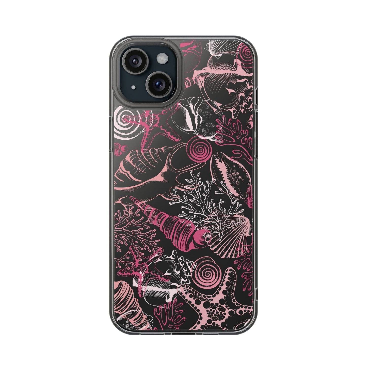 Pink Seashells Phone Case, Clear Summer Phone Cases Compatible with most iPhone and Samsung Galaxy Models Phone Case Printify iPhone 15 Plus