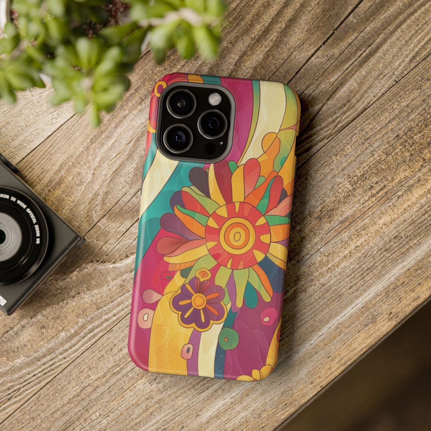 Retro Hippie Impact-Resistant Cases • 70s Daisy Flower Phone Cases Designed to fit Most iPhone and Samsung Phones Phone Case Printify