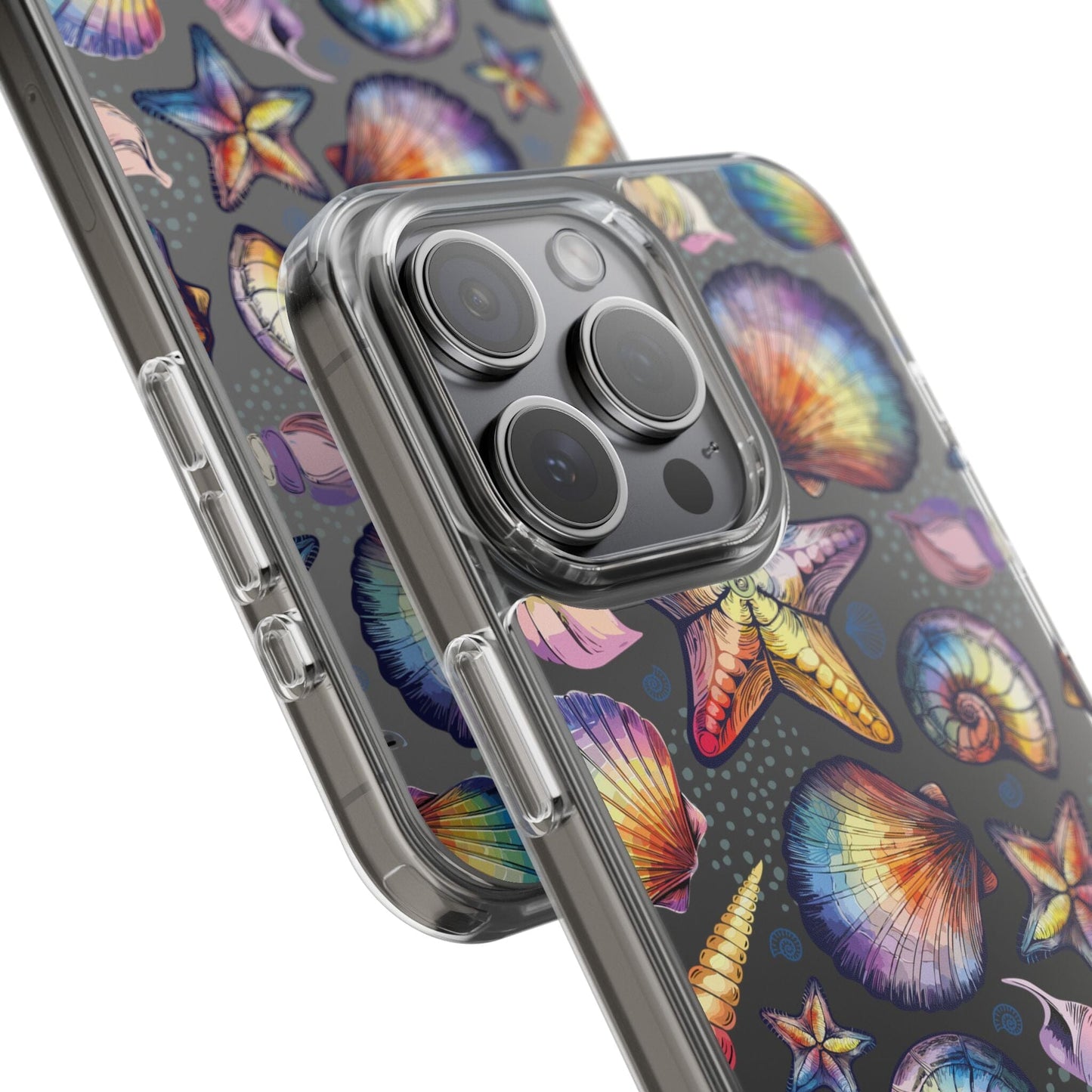 Rainbow Seashell Clear Phone Cases • Designed to fit most iPhone and Samsung Phones Phone Case Printify