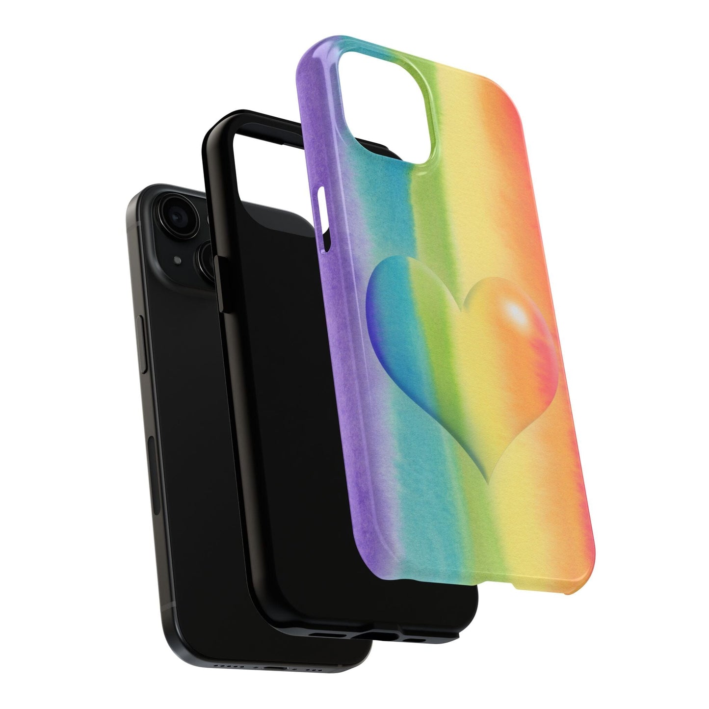 Rainbow Heart iPhone 16 Pride Case • Designed to fit most iPhone and Samsung Models Phone Case Printify
