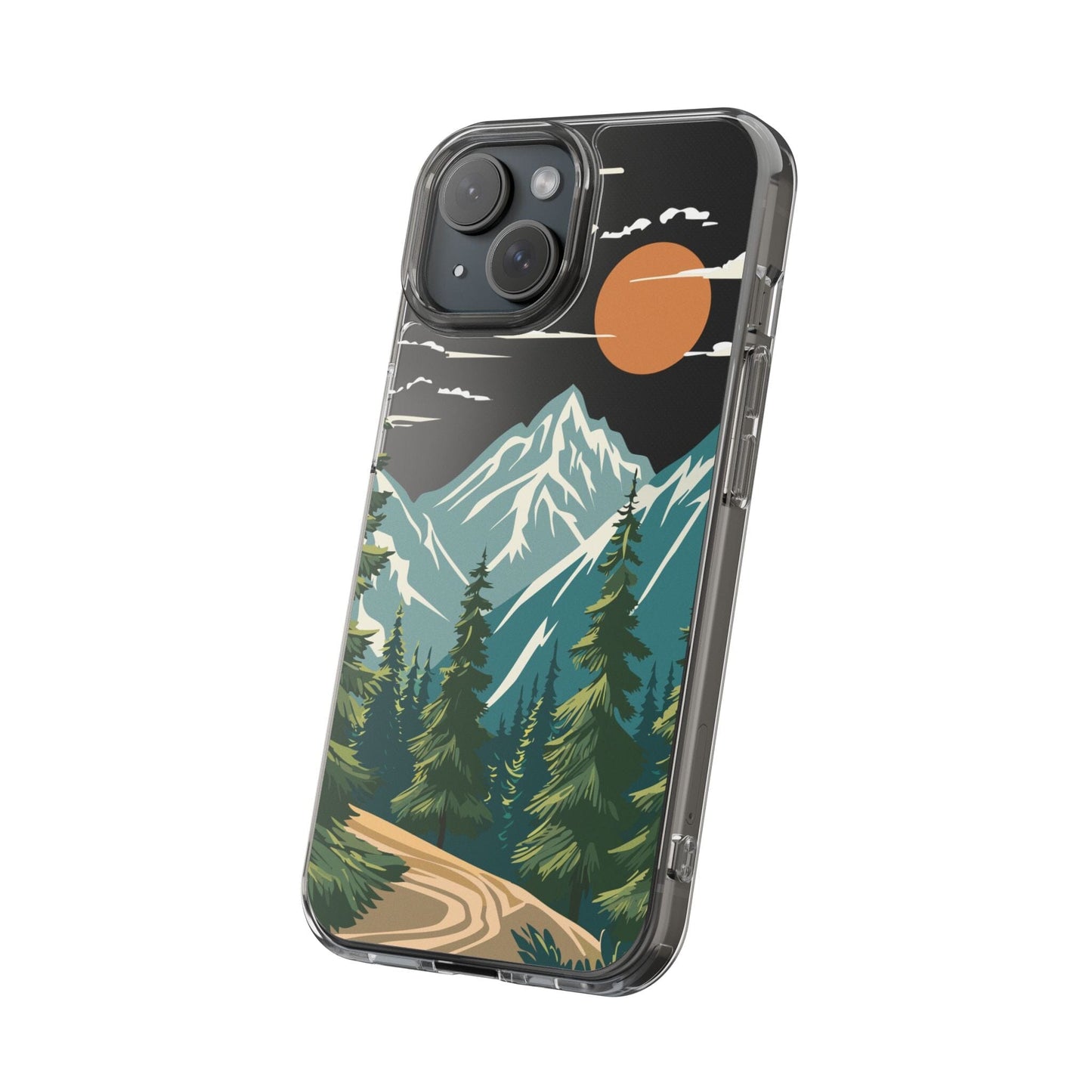 Clear Phone Cases • Adventure Awaits Mountain Scene Transparent Phonecases Designed to fit iPhone & Samsung Phone Case Printify