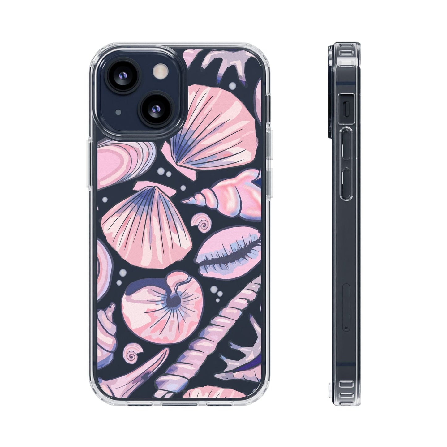 Ocean-Inspired Clear Phone Case, Coastal Aesthetic, Shells Pattern, Summer Vibes iPhone 16 Pro Case, iPhone 15, iPhone 14, Samsung Galaxy Phone Case Printify iPhone 13 Mini Without gift packaging