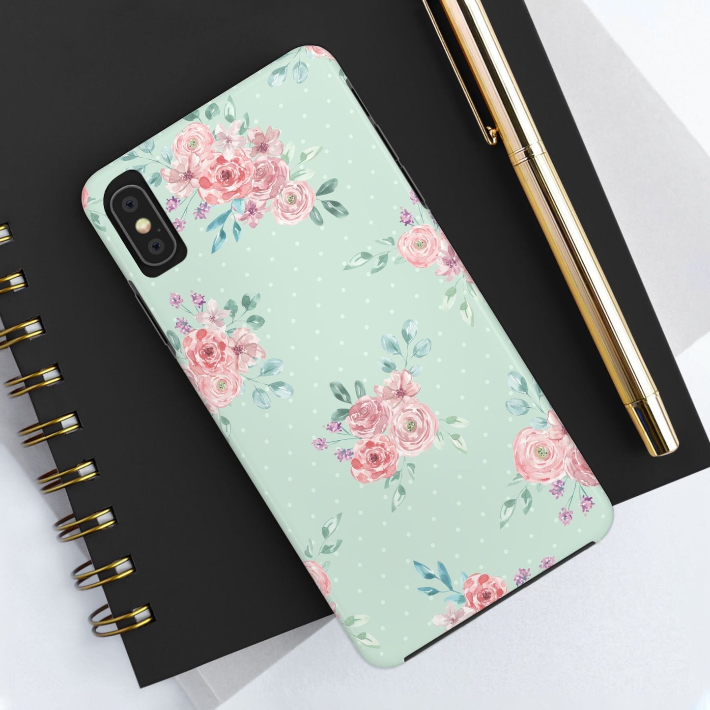 Green Floral Phone Case, Summer Flower Phonecases, Coquette Aesthetic iPhone Case for 15 14 13 12 Cell Phone Covers Phone Case Printify