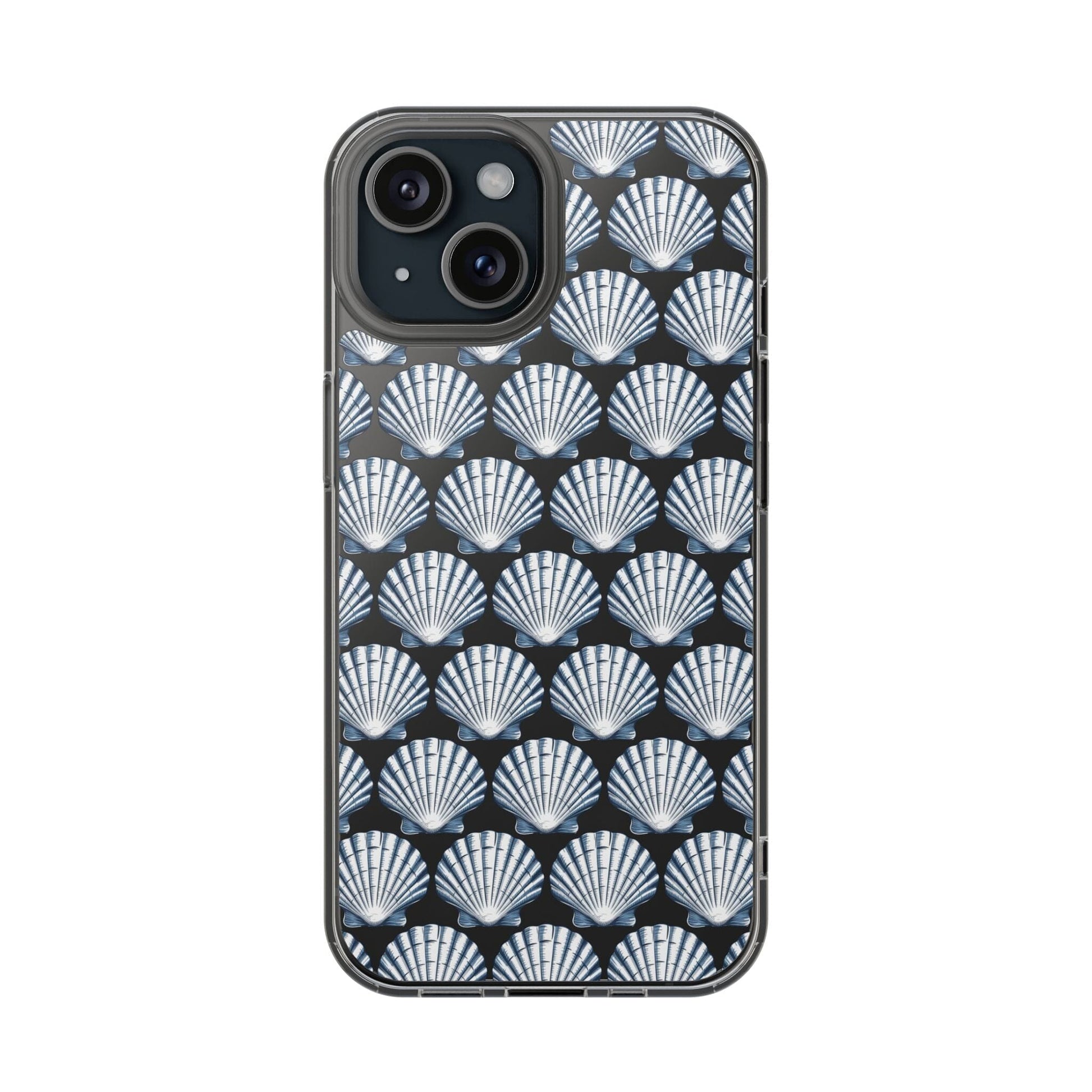 Blue iPhone 16 Clear Case, Seashell Phone Case, Coastal Vibes Mosaic Phone Case, iPhone 16 Pro Max, iPhone 15 Plus, Samsung Galaxy S24 Phone Case Printify iPhone 15 Without gift packaging