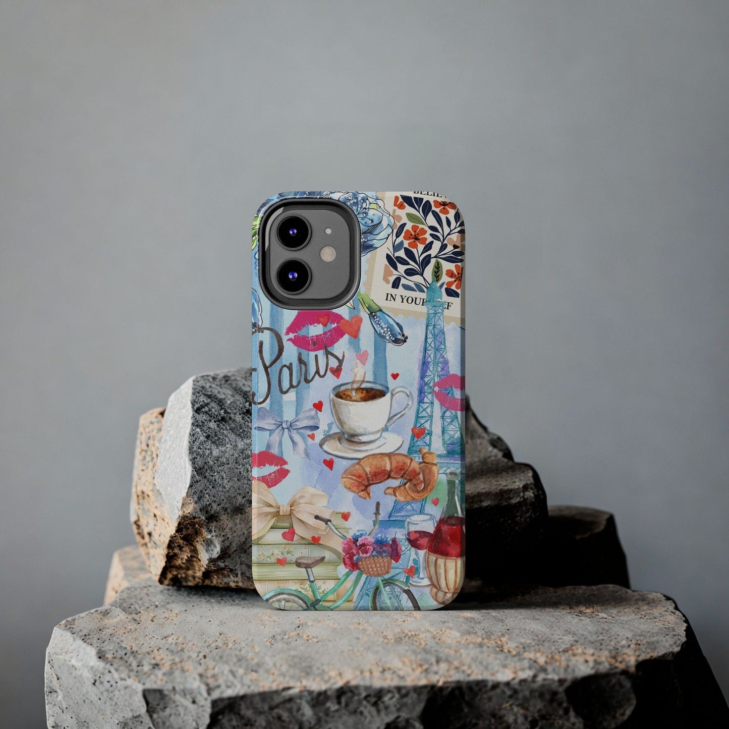 Coquette In Paris, Collage Phone Case, Floral Bookish Aesthetic, Preppy Stuff ~ Cell Phone Case for iPhone 12, iPhone 13, iPhone 14 & 15 Phone Case Printify