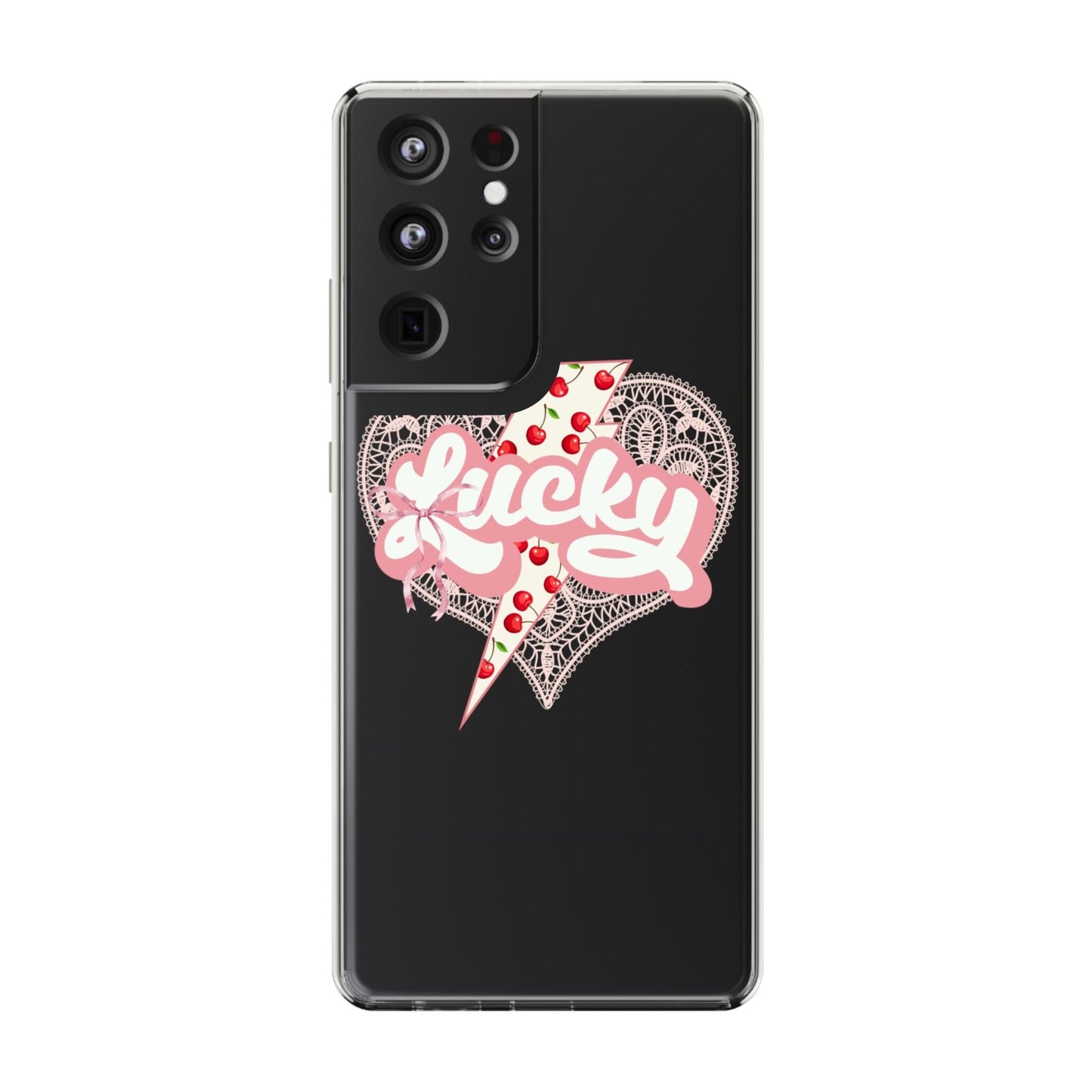Lucky Girl Coquette Phone Case, Fits iPhone and Samsung Phones, Clear Case Phone Case Printify Samsung Galaxy S21 Ultra Without gift packaging