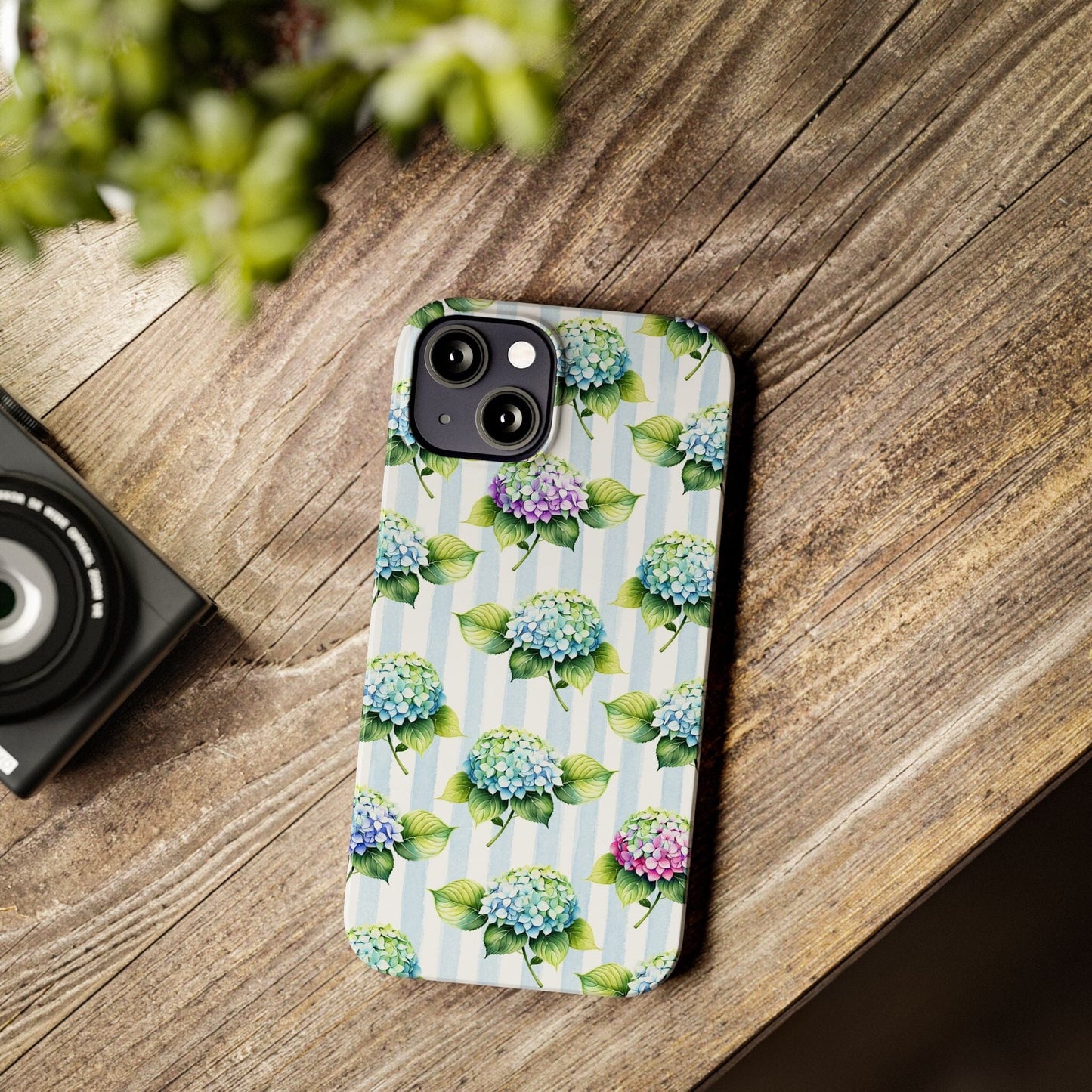 Floral Phone Case, Coastal Hydrangea Floral Phone Case, French Blue Vanilla Girl Aesthetic ~ iPhone 12, iPhone 13, iPhone 14, iPhone 15 Phone Case Printify