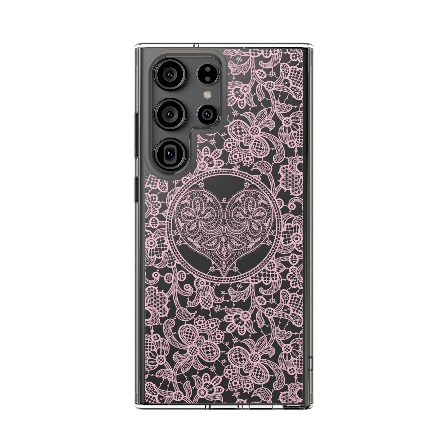 Pink Lace Coquette Phone Case • Clear Phone Case Designed to fit most iPhone and Samsung Phones Phone Case Printify Samsung Galaxy S23 Ultra Without gift packaging