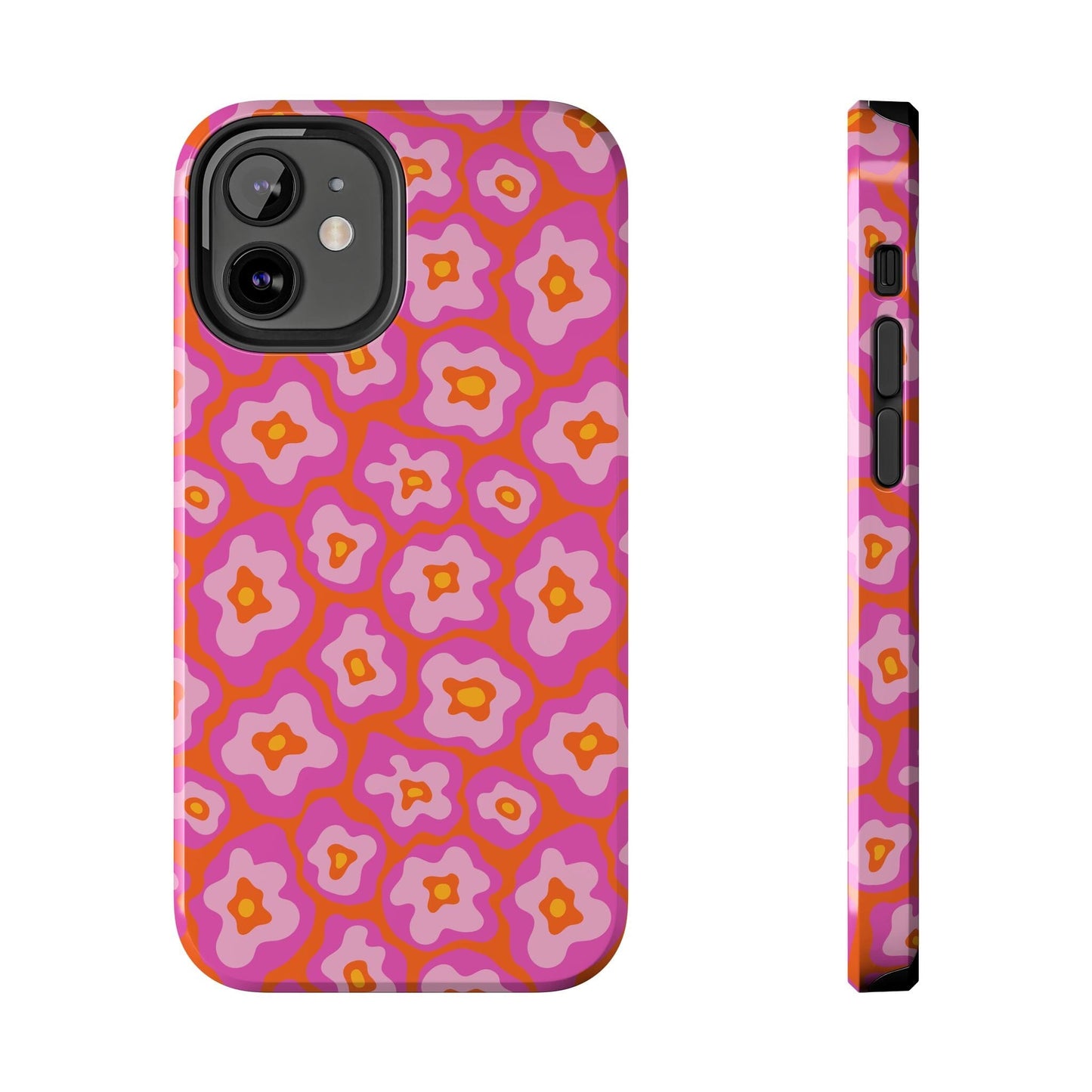Abstract Pink Floral Phone Case • Tough Phone Case Designed to fit most iPhone and Samsung Phones Phone Case Printify iPhone 12 Mini