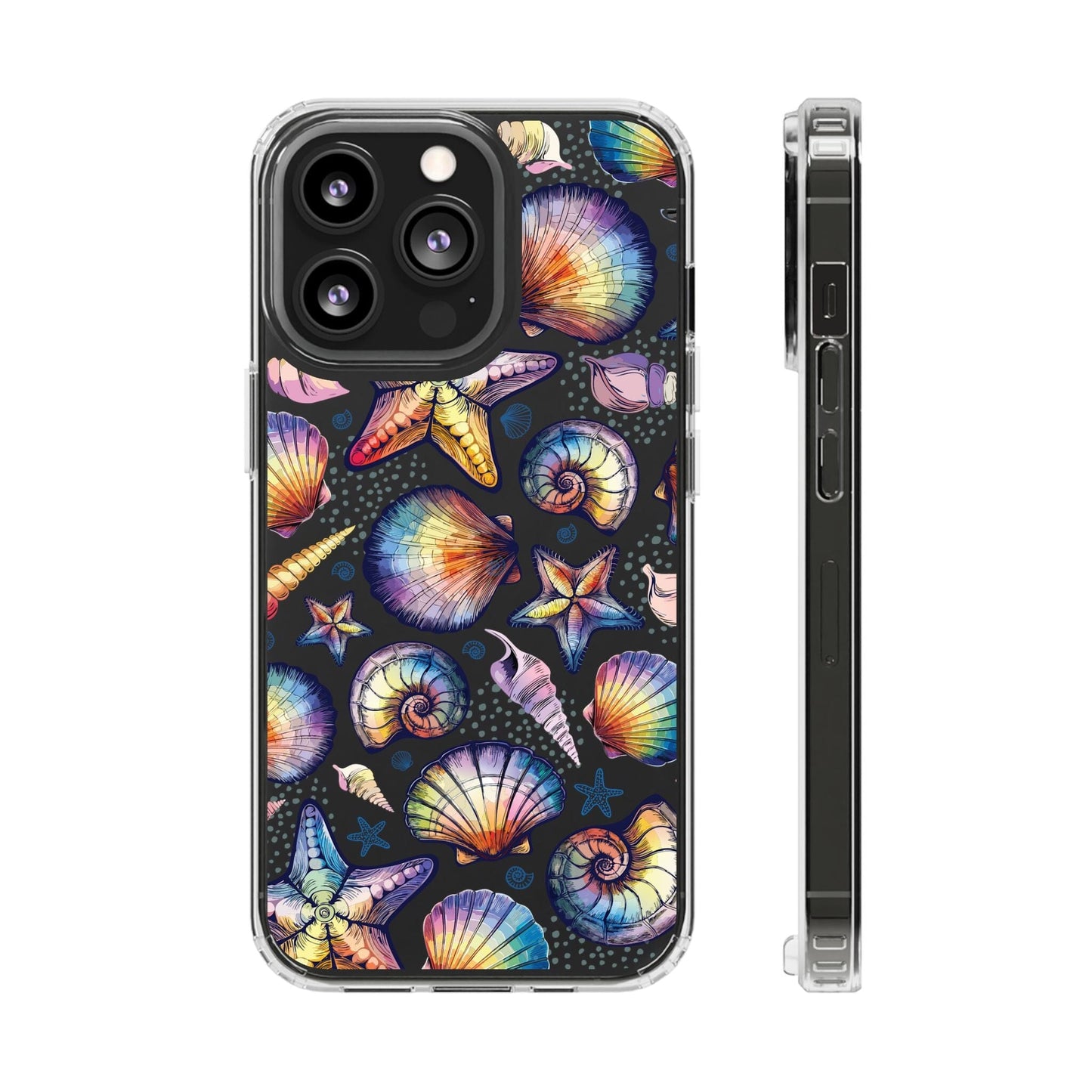 Rainbow Seashell Clear Phone Cases • Designed to fit most iPhone and Samsung Phones Phone Case Printify iPhone 13 Pro Without gift packaging