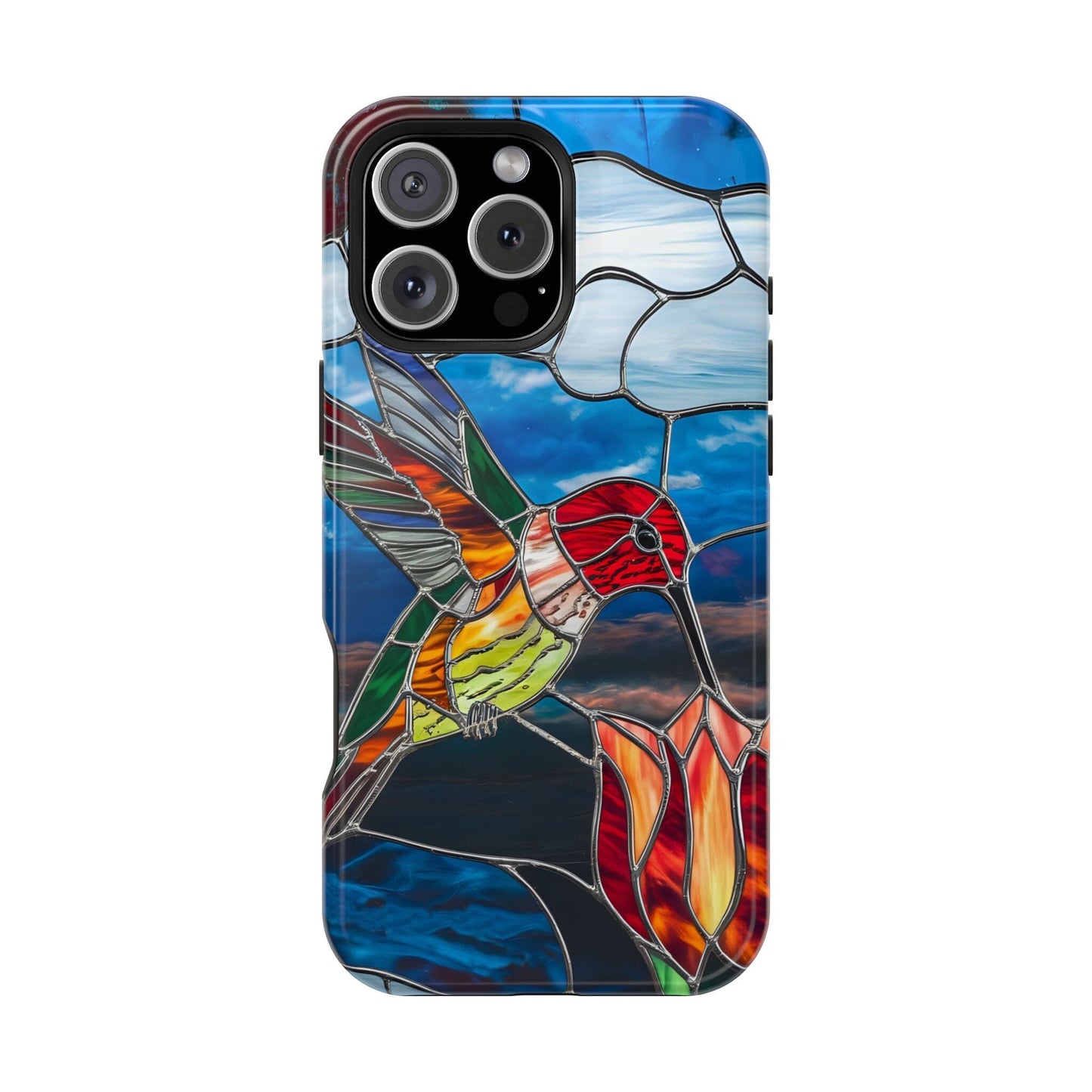 Stained Glass Humming Bird Phone Case, Tough Phonecase designed to fit iPhone and Galaxy Bird Lover Gifts Phone Case Printify iPhone 16 Pro Max Glossy Without gift packaging