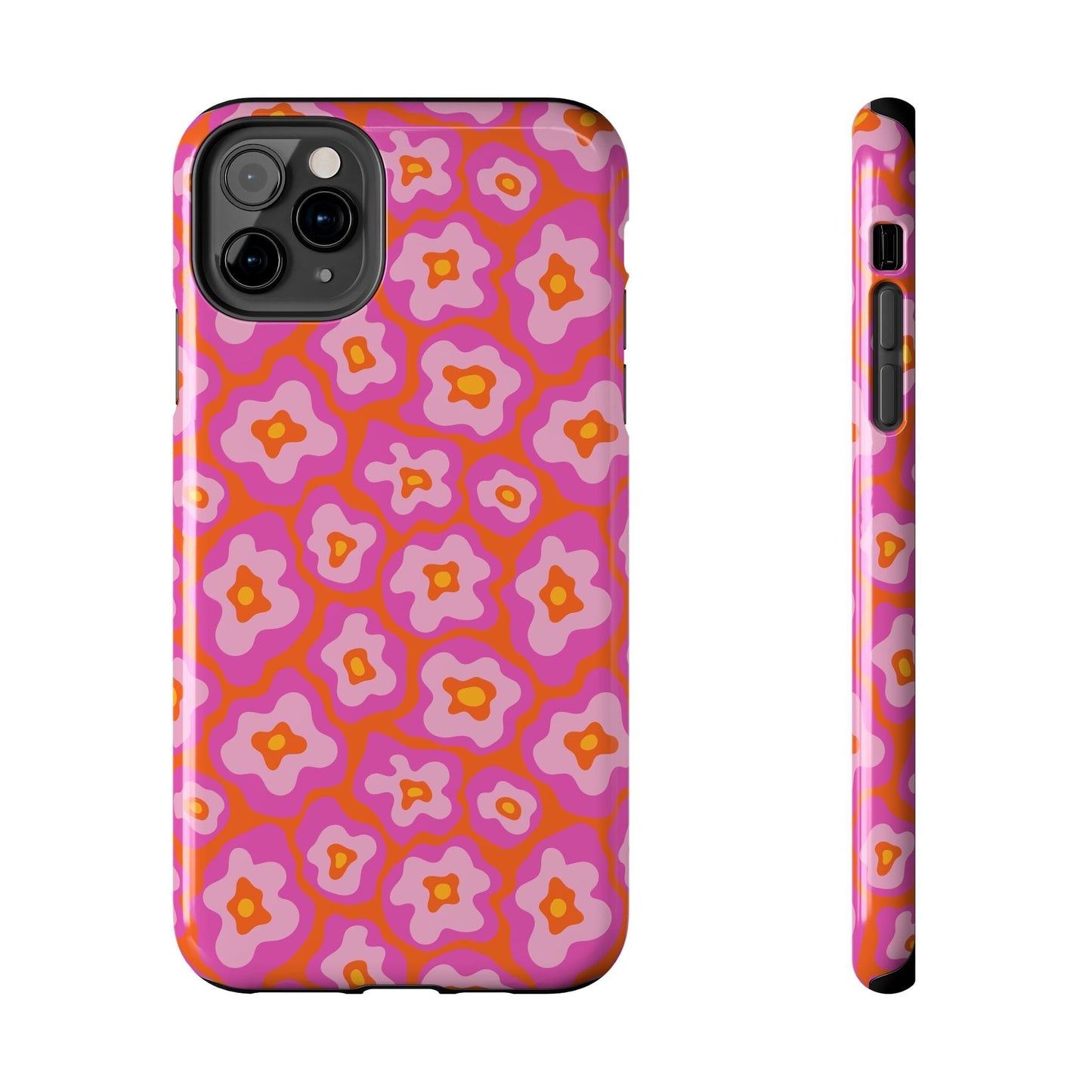 Abstract Pink Floral Phone Case • Tough Phone Case Designed to fit most iPhone and Samsung Phones Phone Case Printify iPhone 11 Pro Max