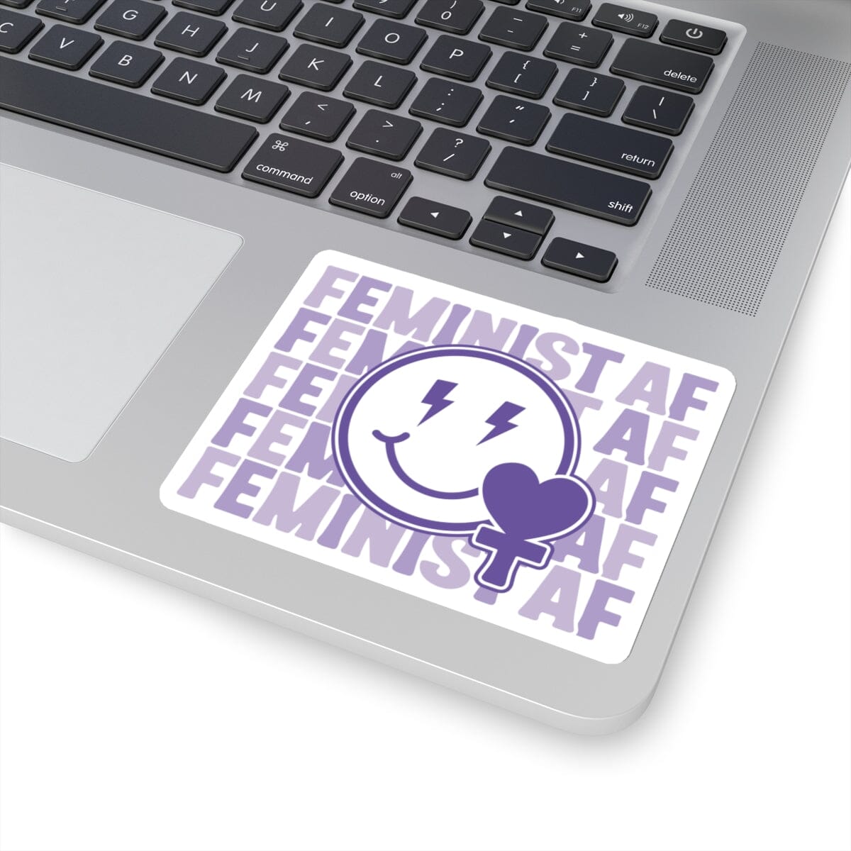 Feminist Stickers, Smiling Face Sticker Paper products Printify 4" × 4" White