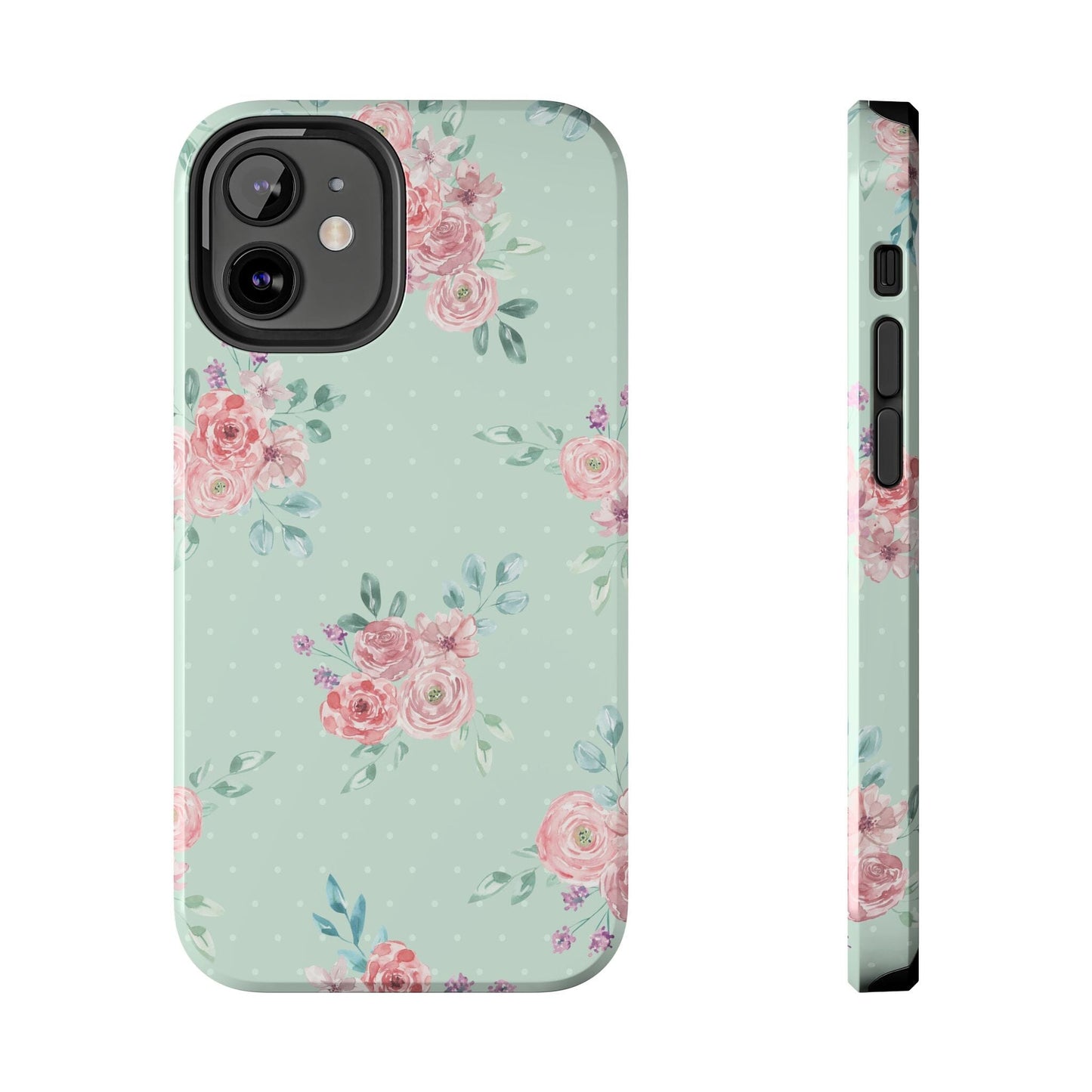Green Floral Phone Case, Summer Flower Phonecases, Coquette Aesthetic iPhone Case for 15 14 13 12 Cell Phone Covers Phone Case Printify iPhone 12 Mini