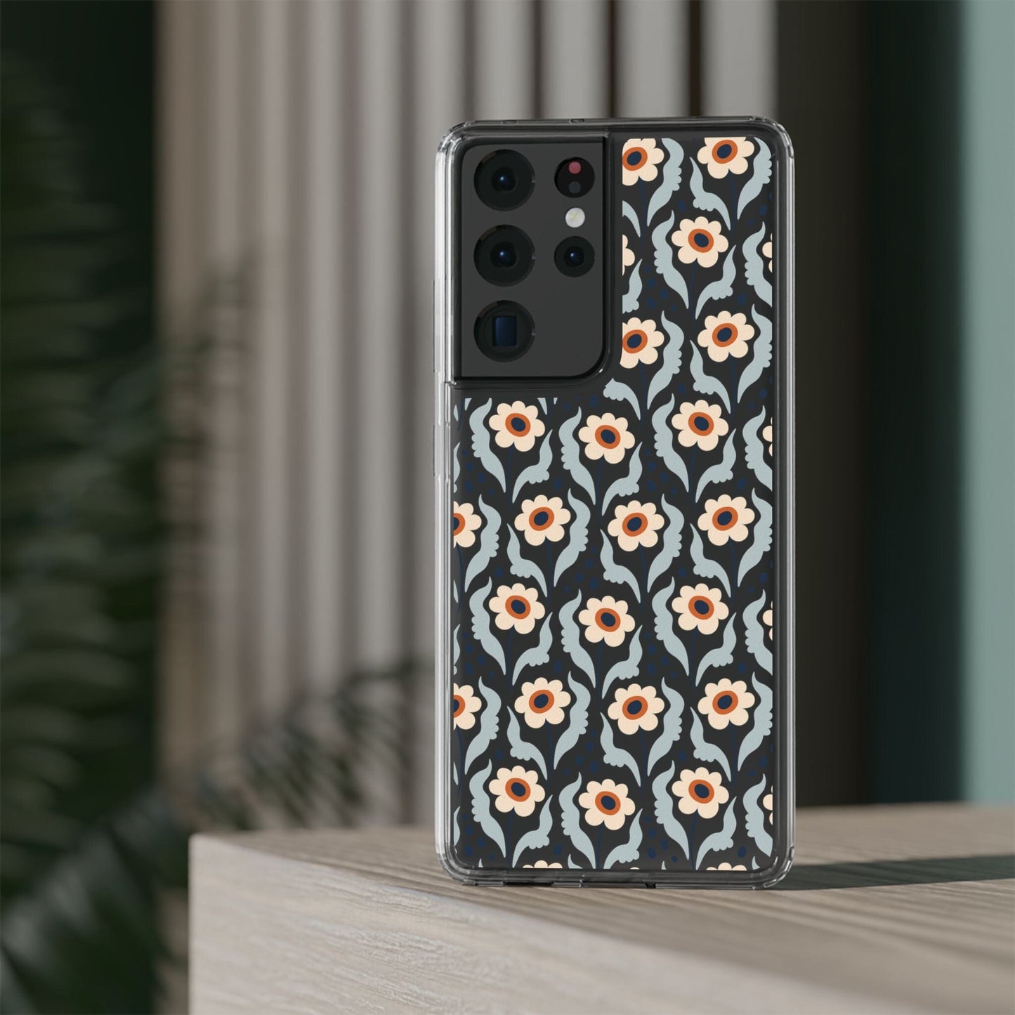 Retro Daisies Clear Phone Case • Designed to fit Most iPhone and Samsung Phones Phone Case Printify