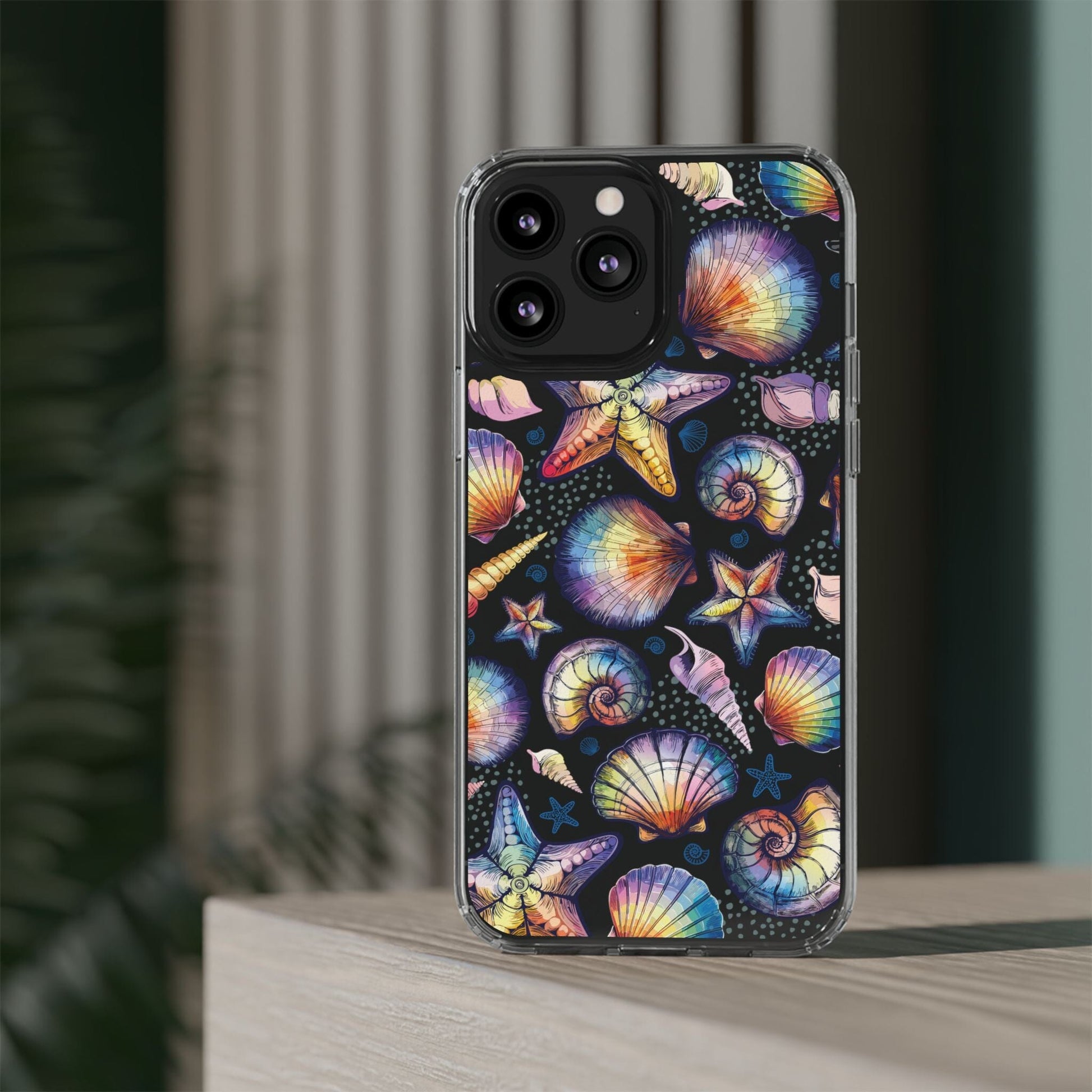 Rainbow Seashell Clear Phone Cases • Designed to fit most iPhone and Samsung Phones Phone Case Printify