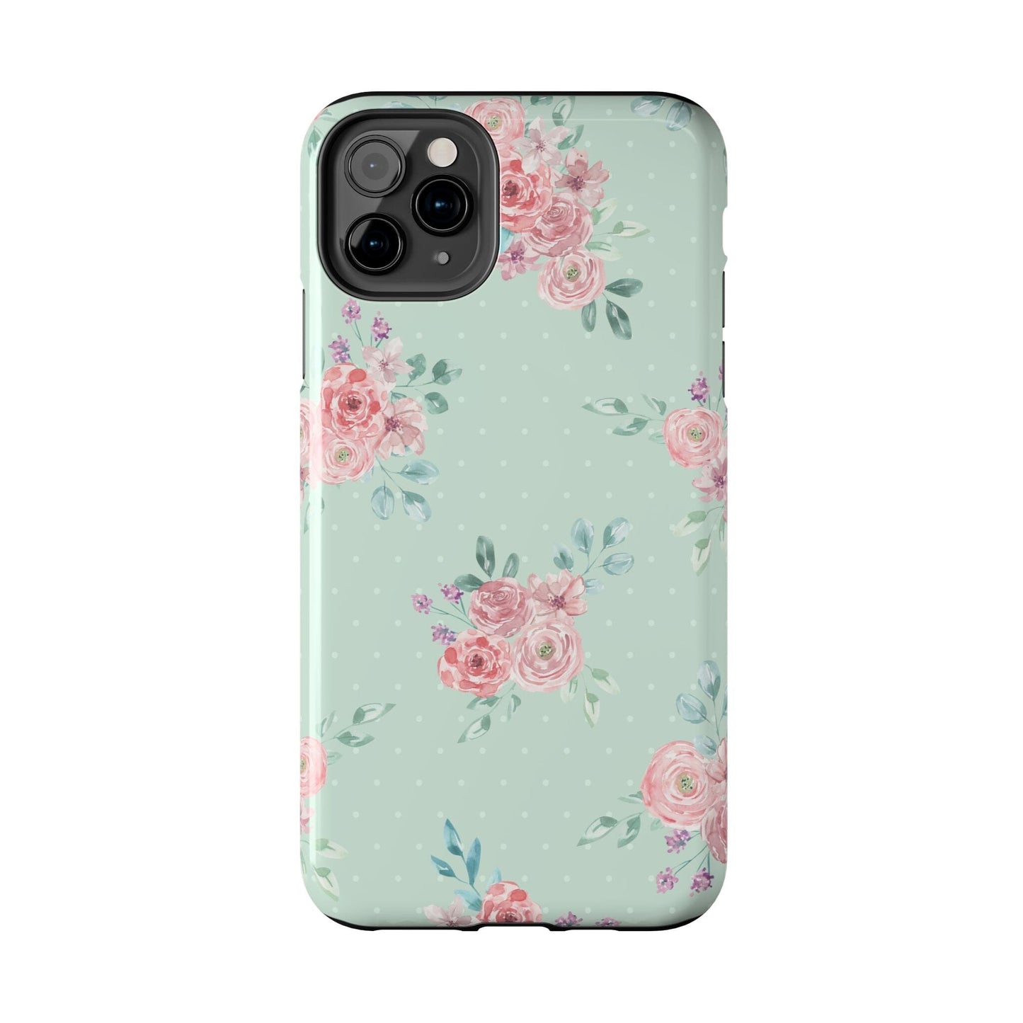 Green Floral Phone Case, Summer Flower Phonecases, Coquette Aesthetic iPhone Case for 15 14 13 12 Cell Phone Covers Phone Case Printify