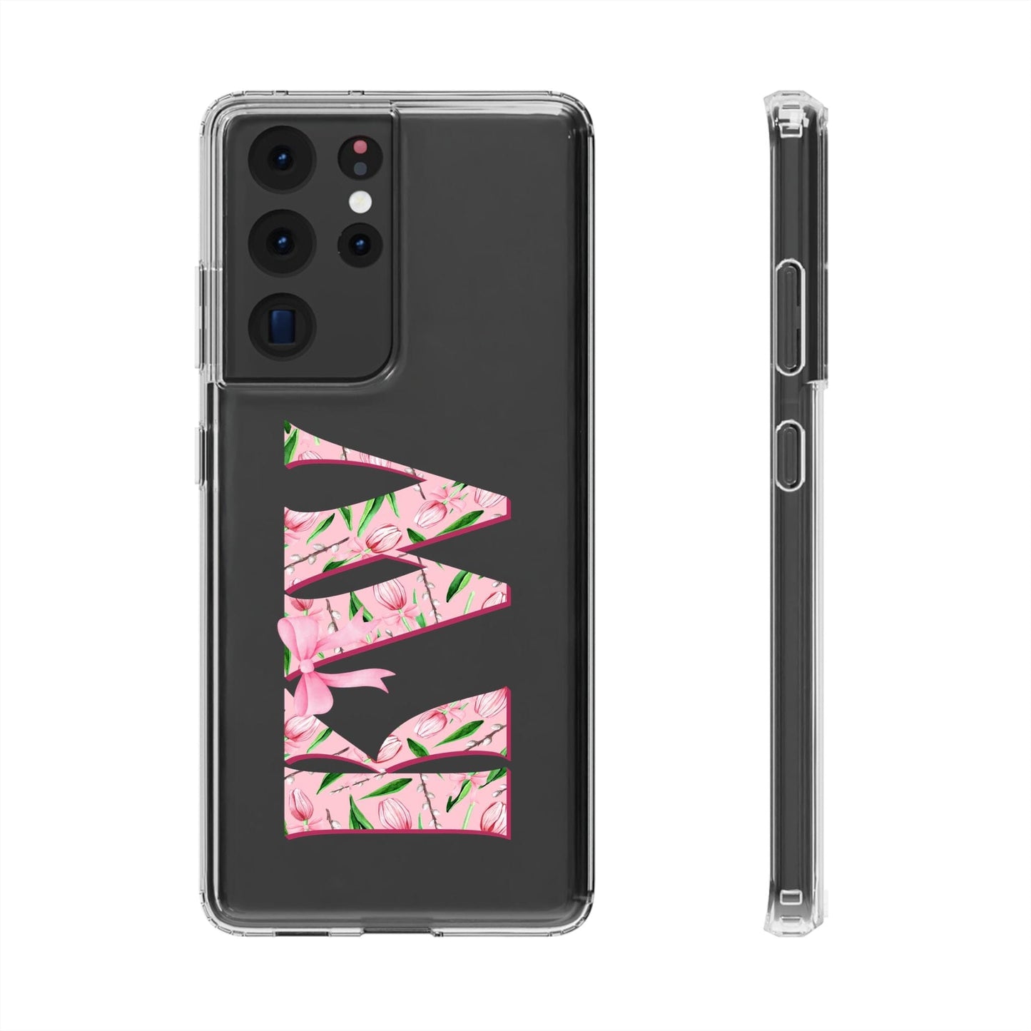 Initials iPhone 16 Pro Case, Clear Phone Cases • Designed to fit Most iPhone and Samsung Phones Phone Case Printify Samsung Galaxy S21 Ultra Without gift packaging