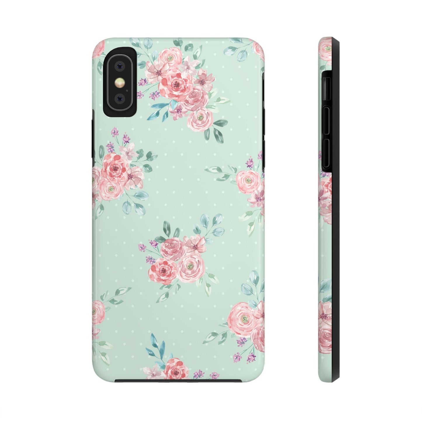 Green Floral Phone Case, Summer Flower Phonecases, Coquette Aesthetic iPhone Case for 15 14 13 12 Cell Phone Covers Phone Case Printify iPhone X