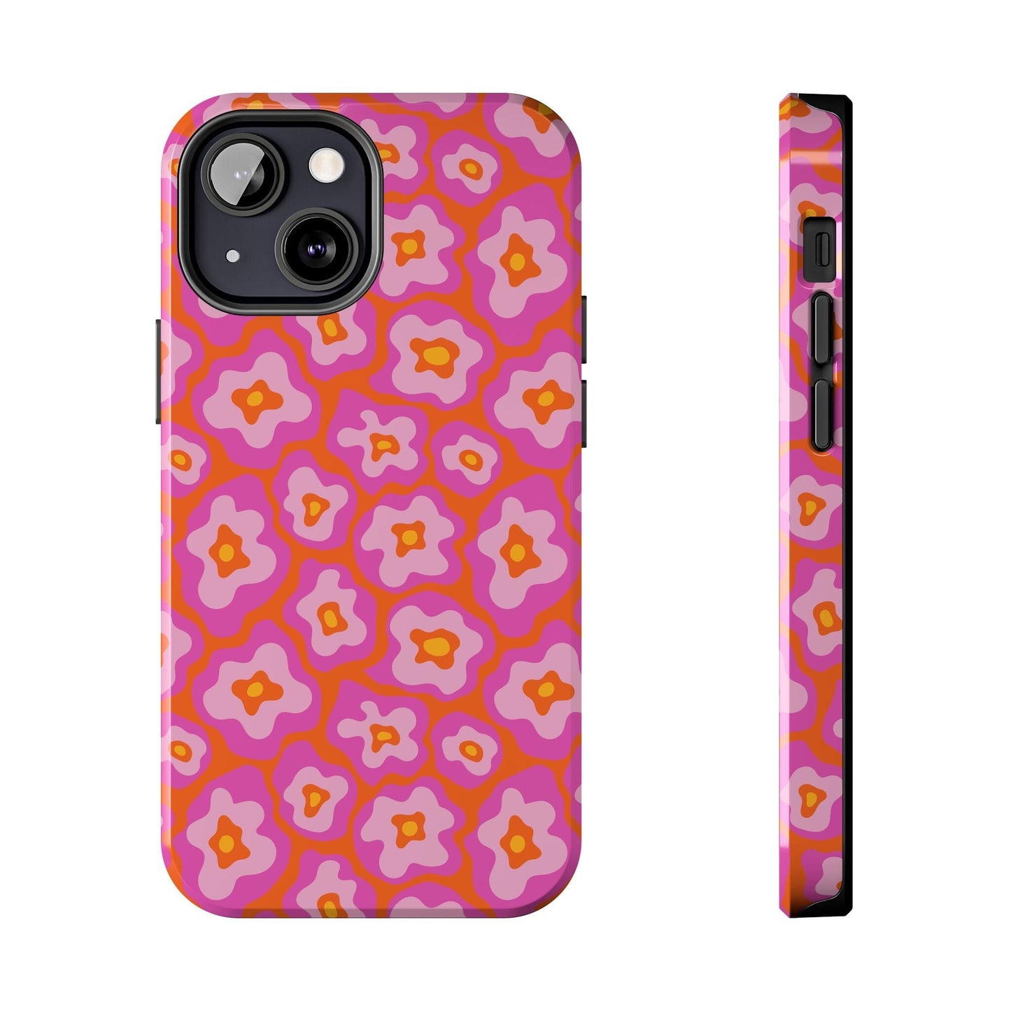 Abstract Pink Floral Phone Case • Tough Phone Case Designed to fit most iPhone and Samsung Phones Phone Case Printify iPhone 13 Mini