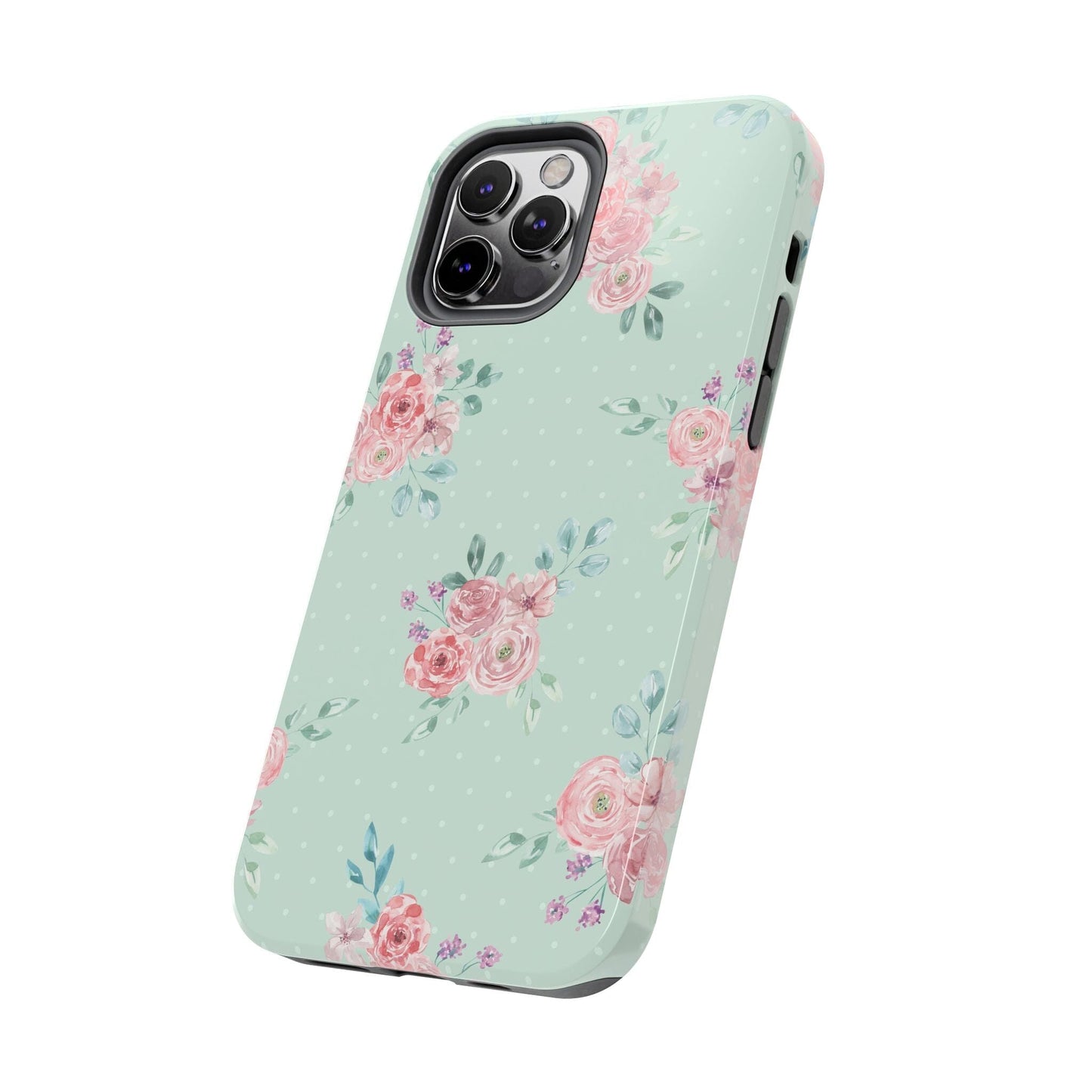 Green Floral Phone Case, Summer Flower Phonecases, Coquette Aesthetic iPhone Case for 15 14 13 12 Cell Phone Covers Phone Case Printify