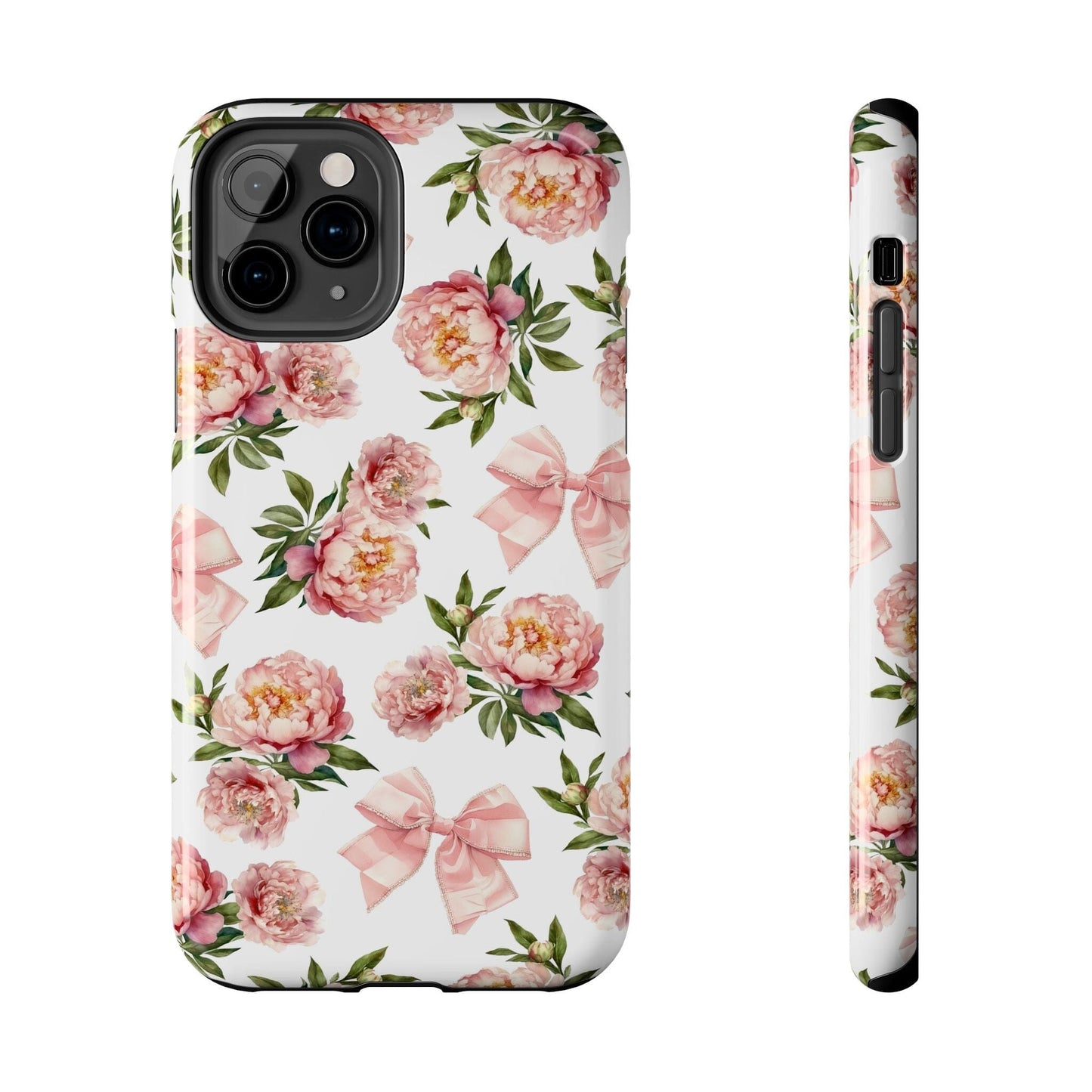 Coquette iPhone 15 Phone Case, Pink Floral Phone Case, Summer Flowers Phonecase, Peonies and Bows iPhone 12, iPhone 14, Samsung Galaxy S23 Phone Case Printify iPhone 11 Pro