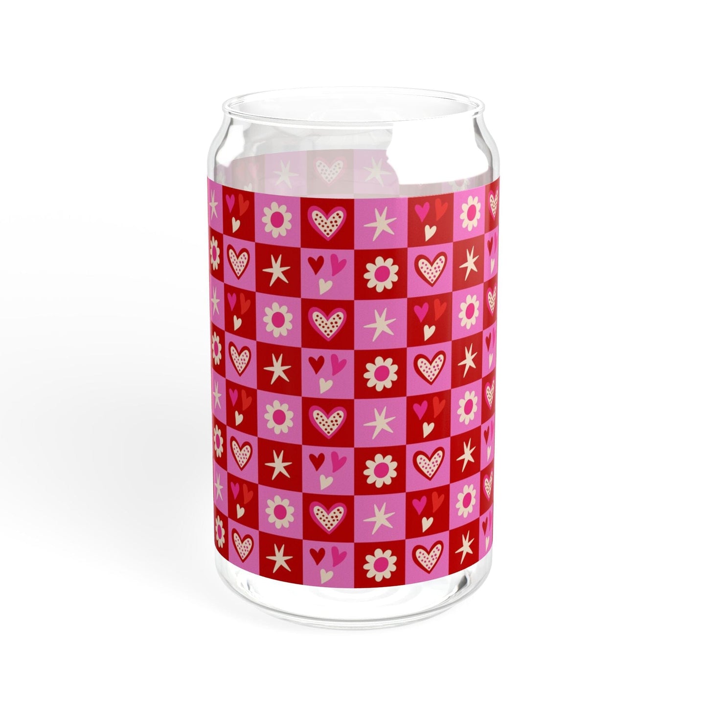 Coquette Hearts & Flowers Sipper Cup, Iced Coffee Cup with Lid Mug Printify Without lid or straw 16oz