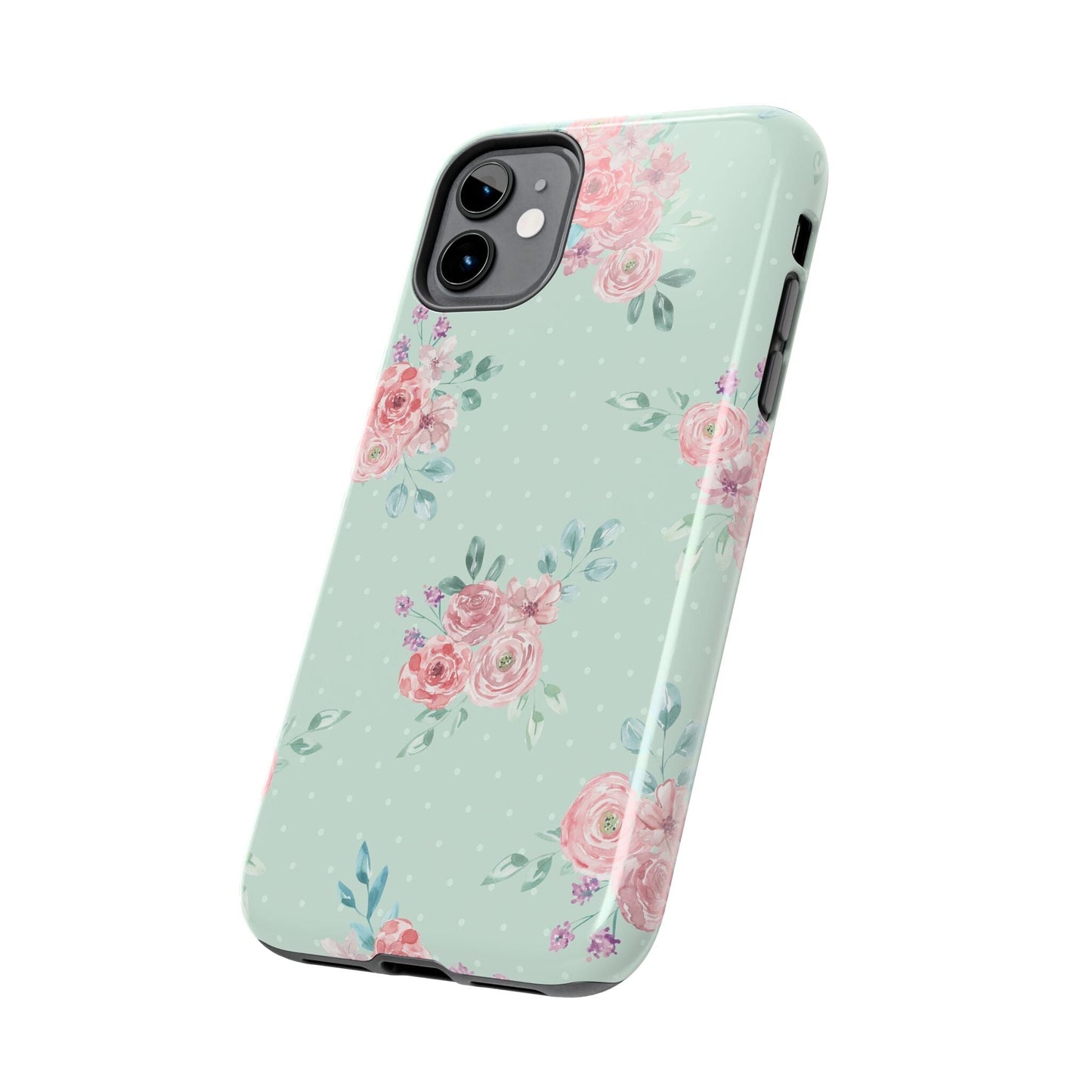 Green Floral Phone Case, Summer Flower Phonecases, Coquette Aesthetic iPhone Case for 15 14 13 12 Cell Phone Covers Phone Case Printify