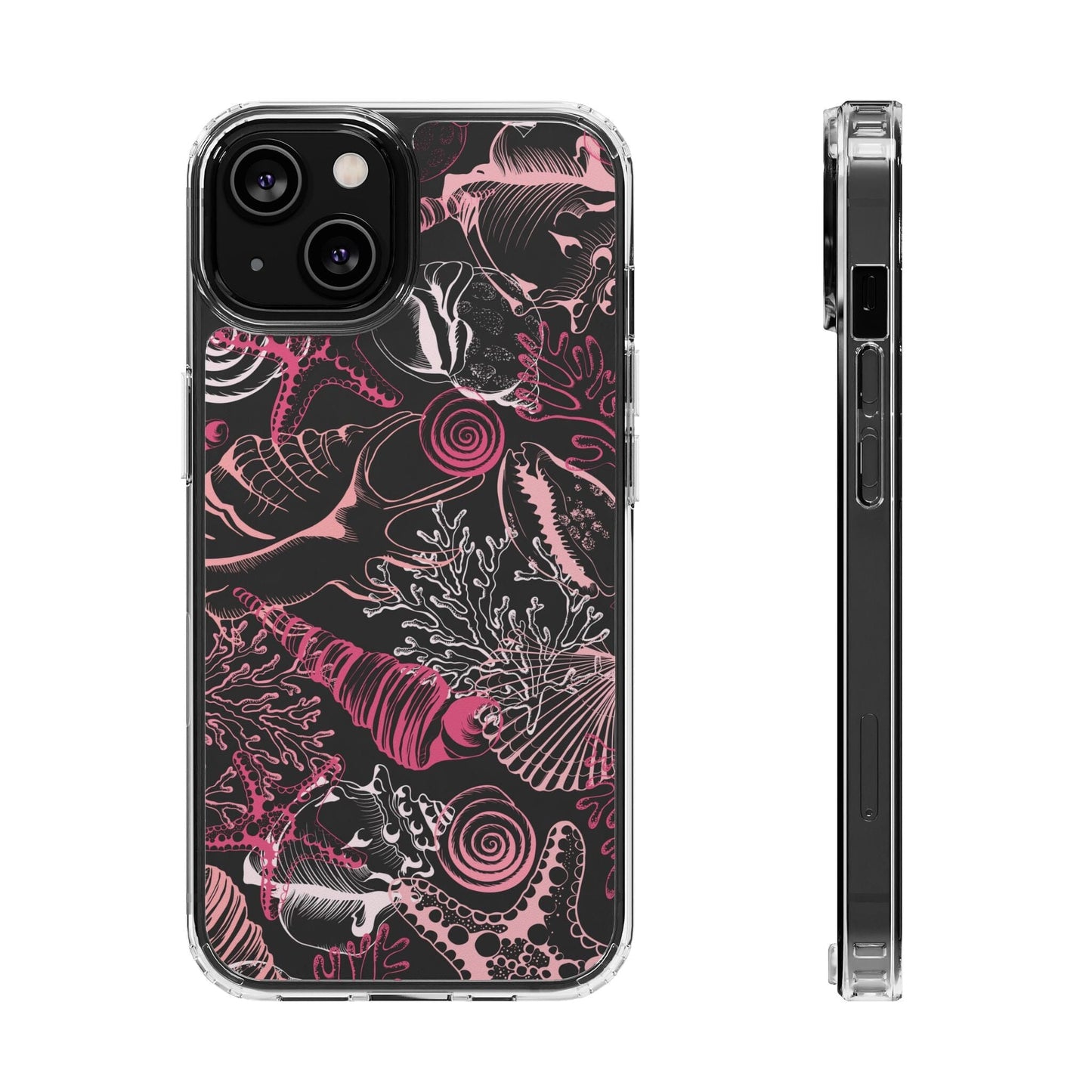 Pink Seashells Phone Case, Clear Summer Phone Cases Compatible with most iPhone and Samsung Galaxy Models Phone Case Printify iPhone 14