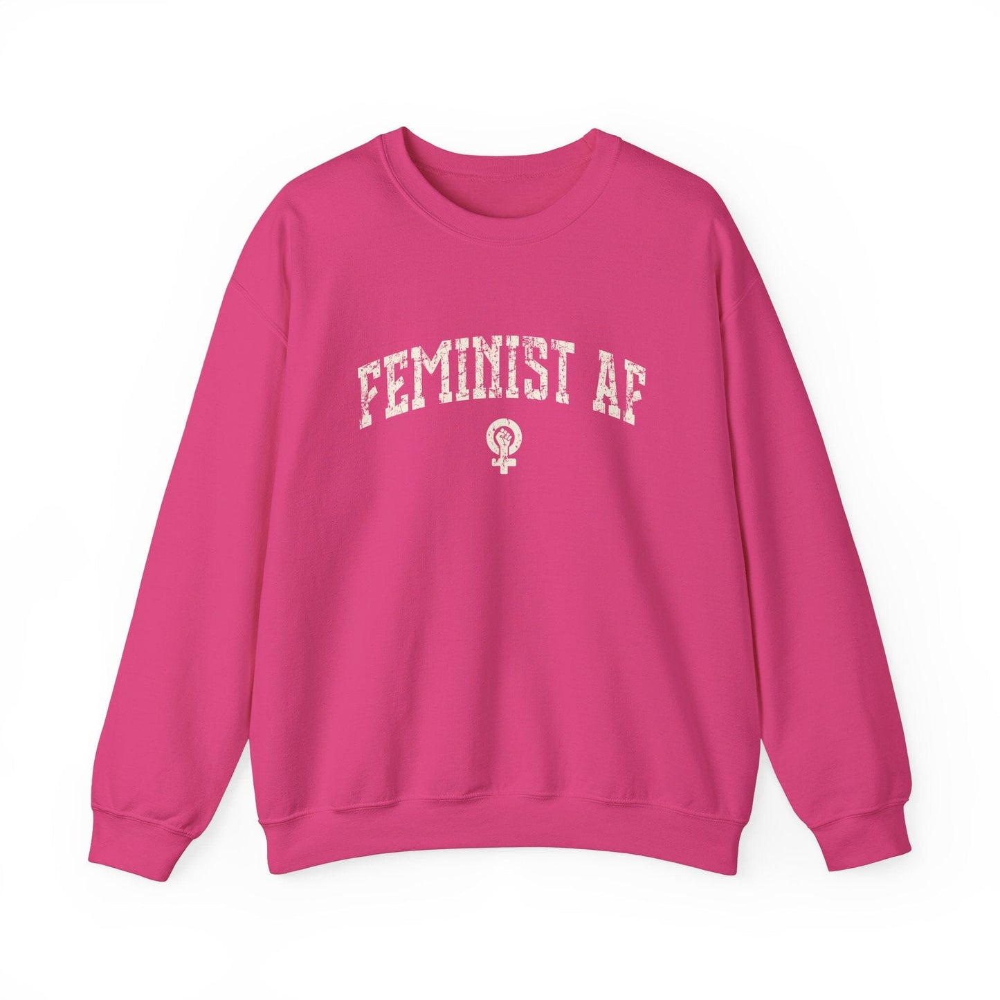 Feminist AF Sweatshirt, Womens Rights Shirts Female Empowerment Crewneck Sweatshirt Printify Heliconia S